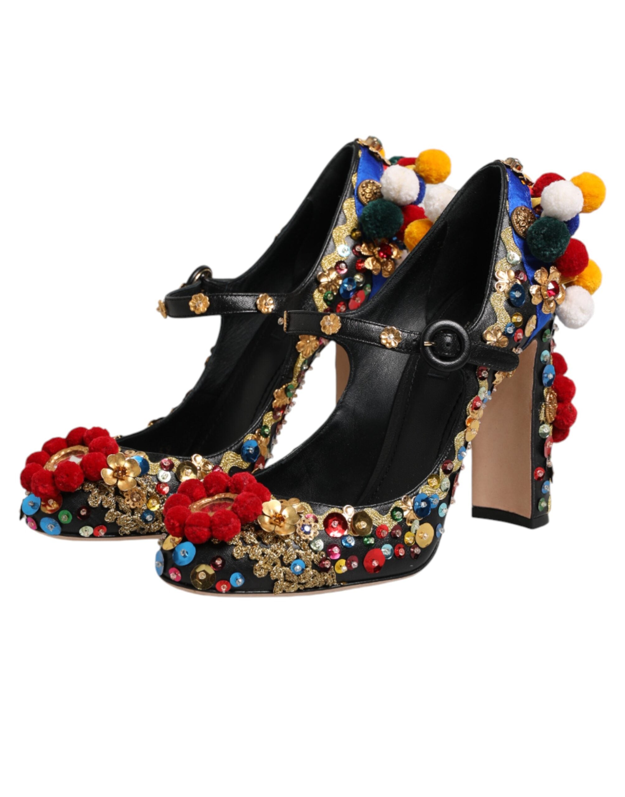 Dolce & Gabbana Black Gold Embellished MARY JANES Pumps Women's Shoes (Pre-Owned)
