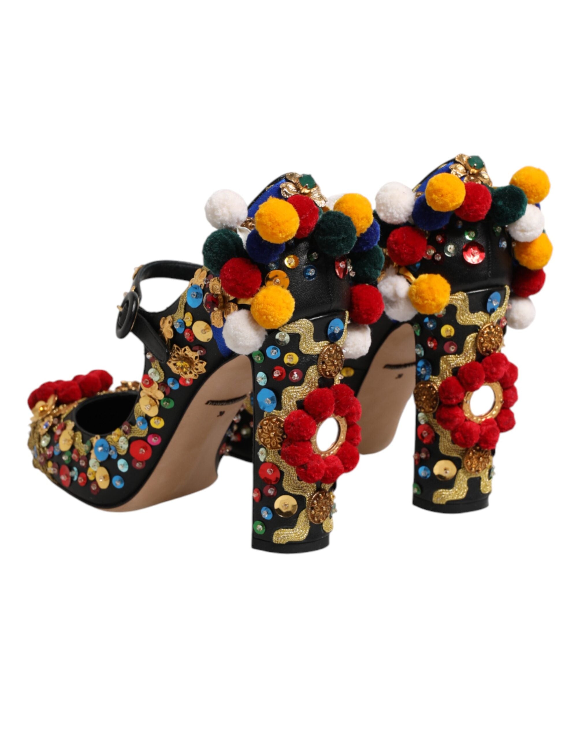 Dolce & Gabbana Black Gold Embellished MARY JANES Pumps Women's Shoes (Pre-Owned)
