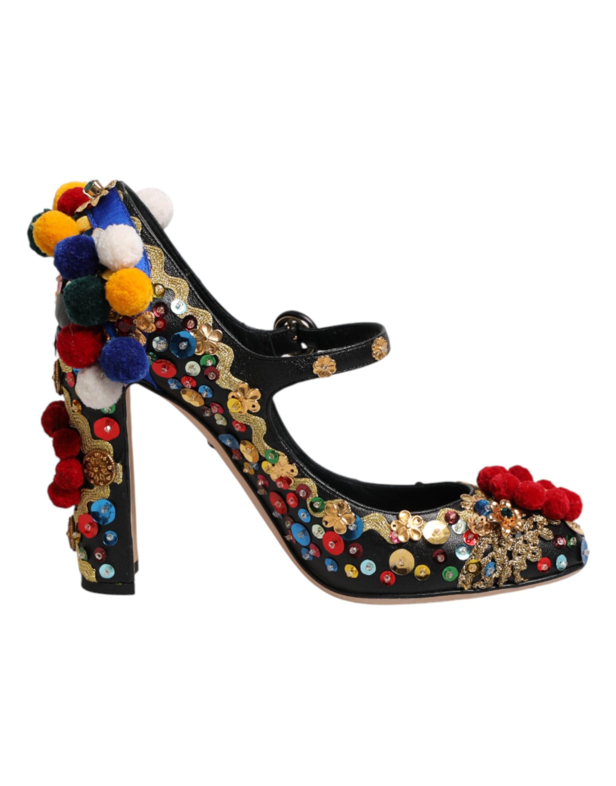 Dolce & Gabbana Black Gold Embellished MARY JANES Pumps Women's Shoes (Pre-Owned)