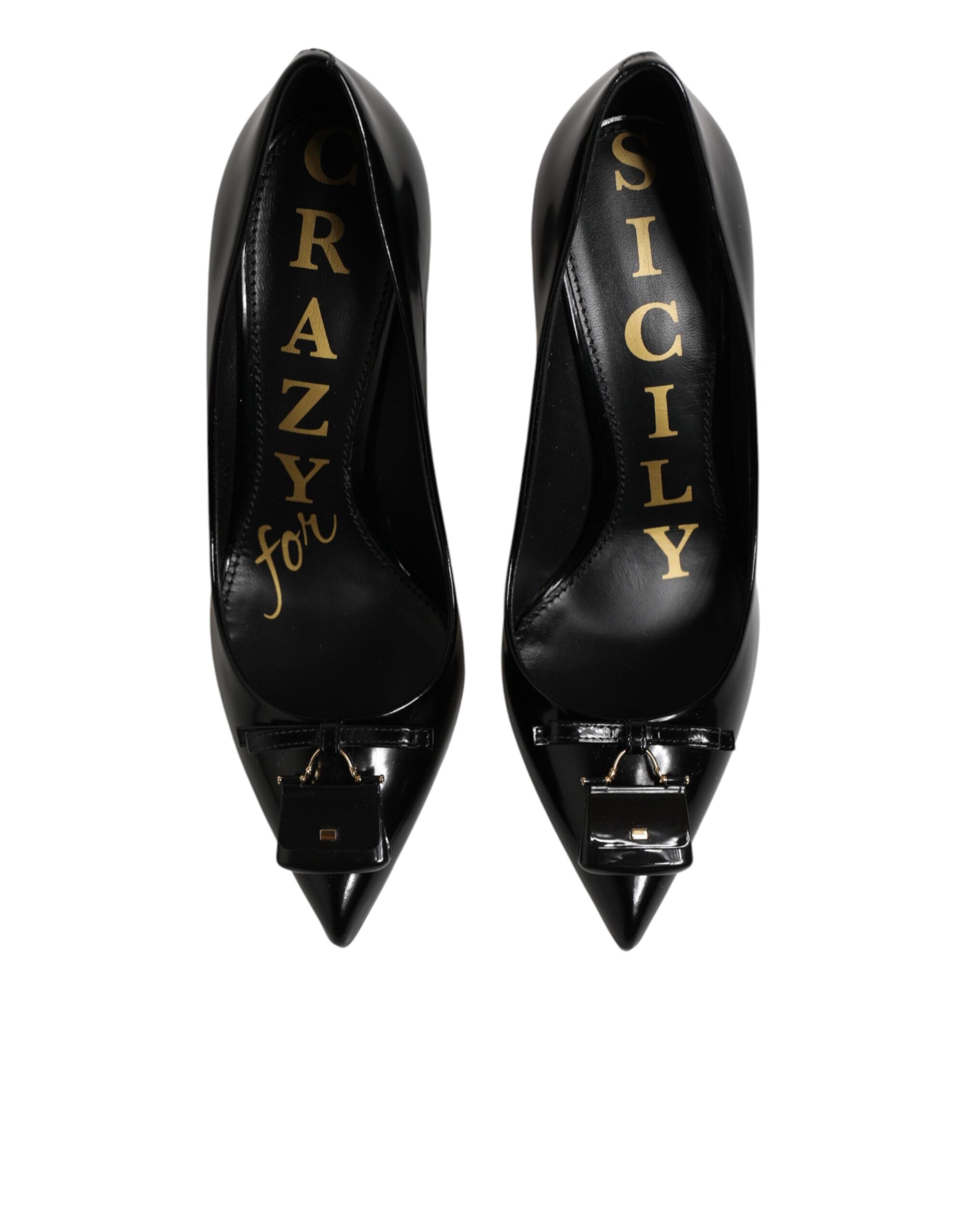 Dolce & Gabbana Black Bag Embellished Heels Pumps Women's Shoes
