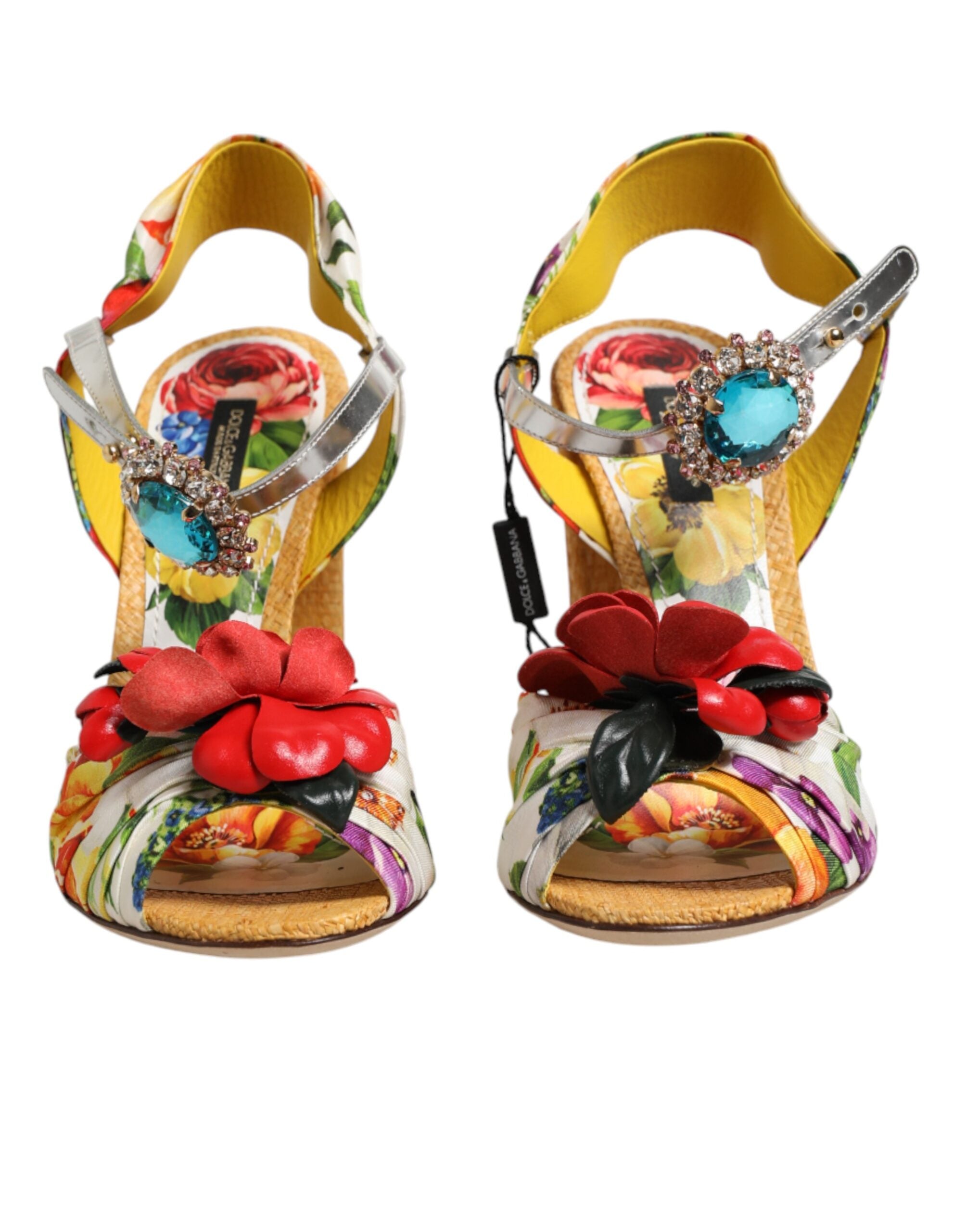 Dolce & Gabbana Multicolor Floral Crystal Embellished Sandals Men's Shoes