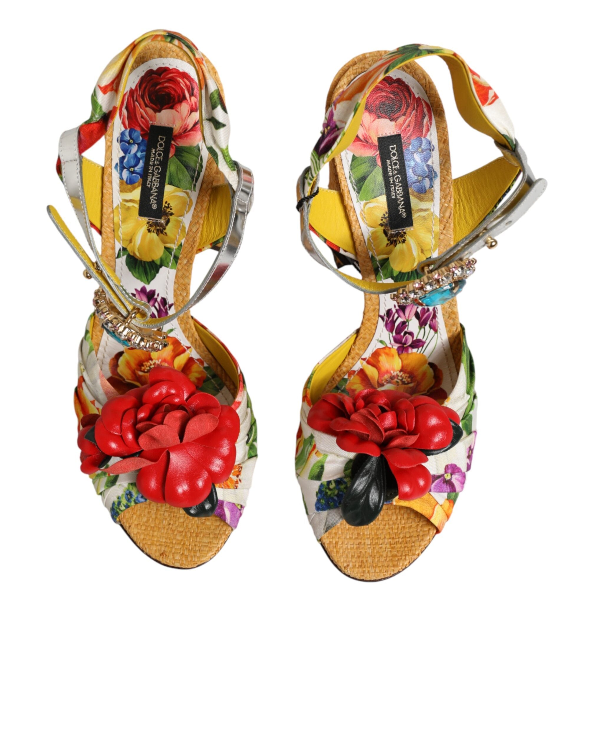 Dolce & Gabbana Multicolor Floral Crystal Embellished Sandals Men's Shoes