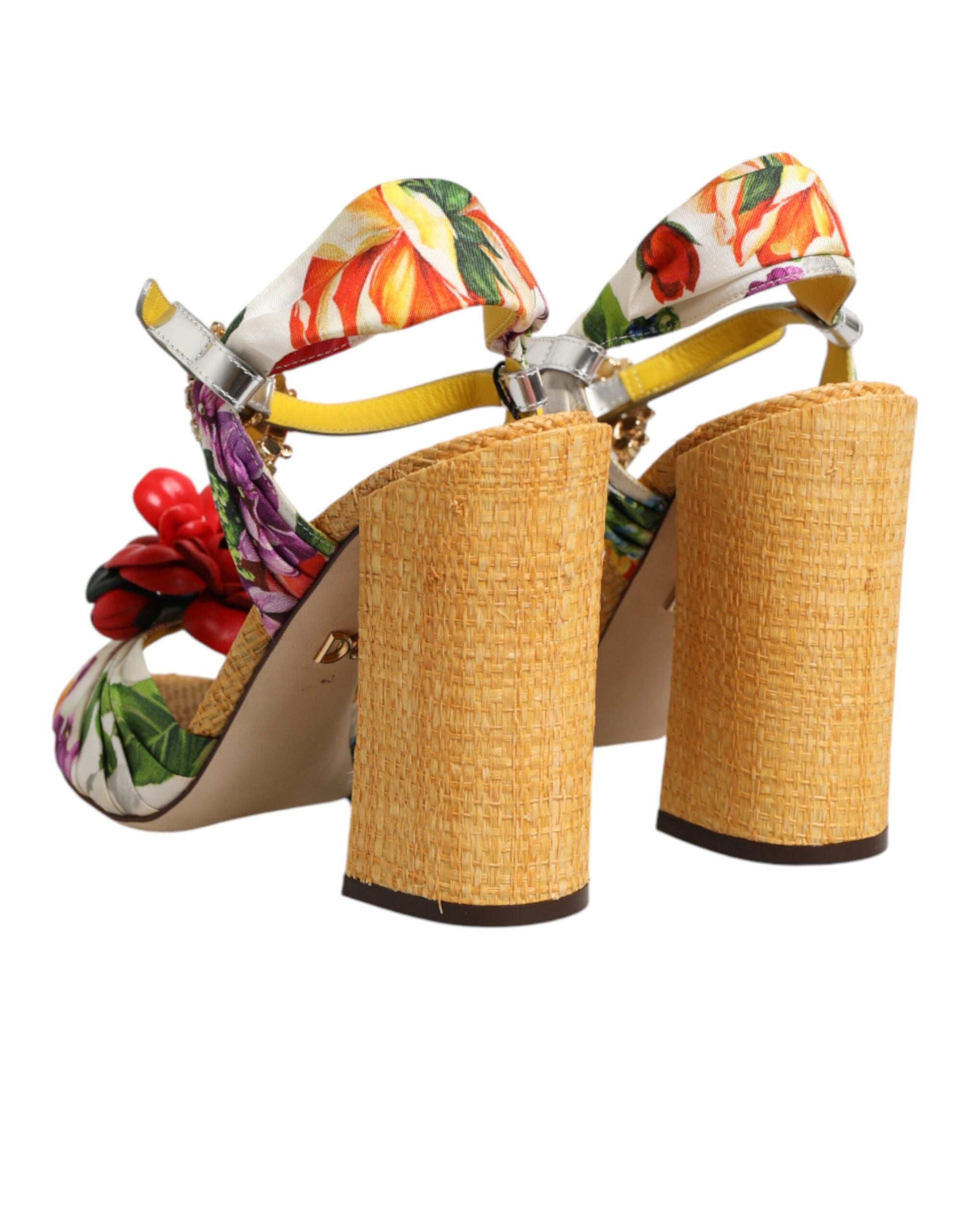 Dolce & Gabbana Multicolor Floral Crystal Embellished Sandals Men's Shoes