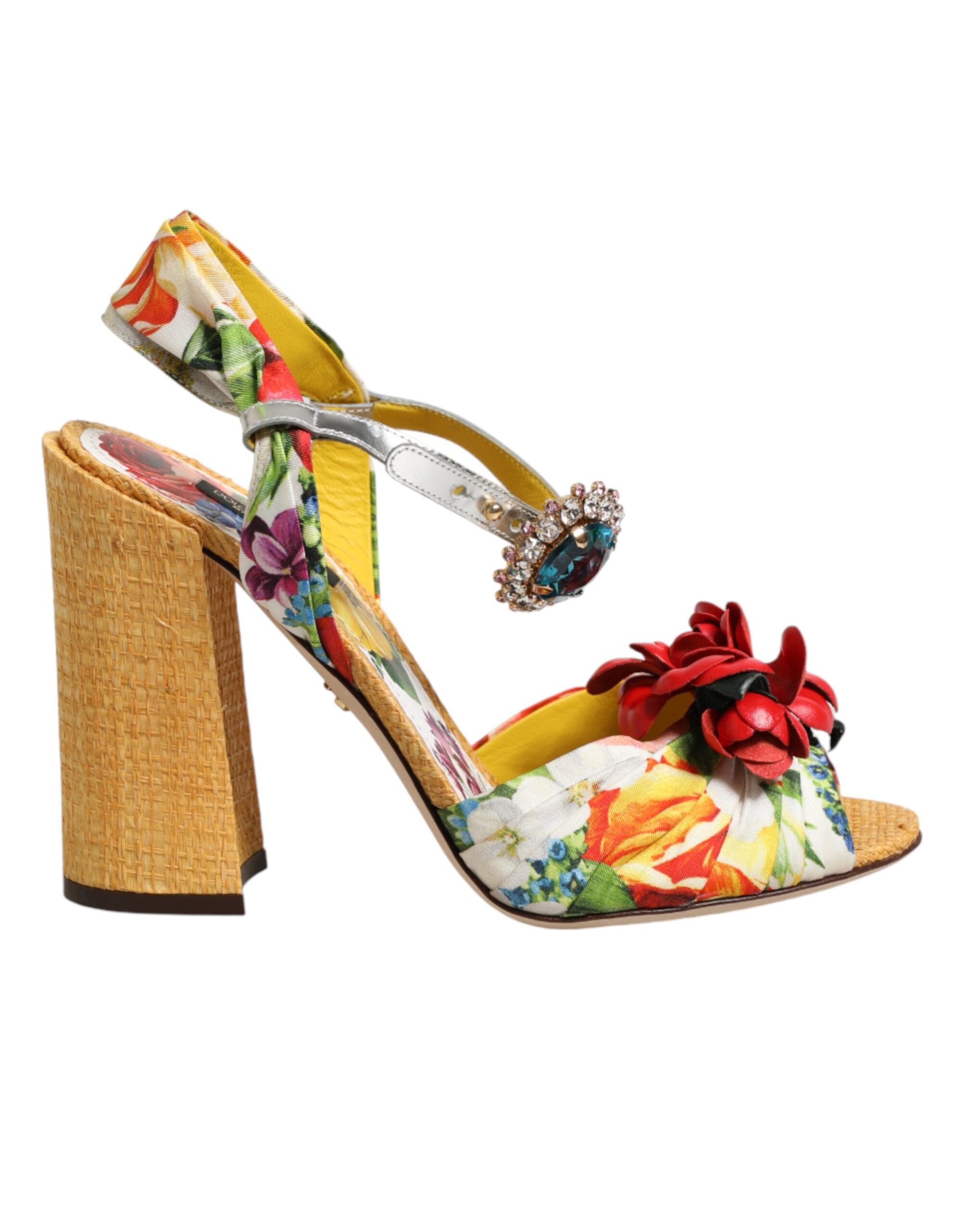 Dolce & Gabbana Multicolor Floral Crystal Embellished Sandals Men's Shoes