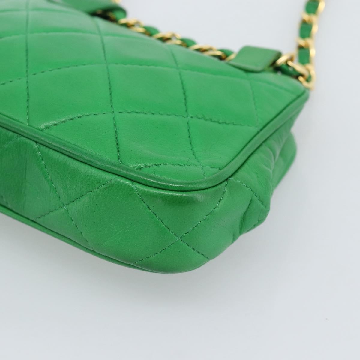 Chanel Coco Mark Quilted Lambskin Green Leather Shoulder Bag Bag (Pre-Owned)
