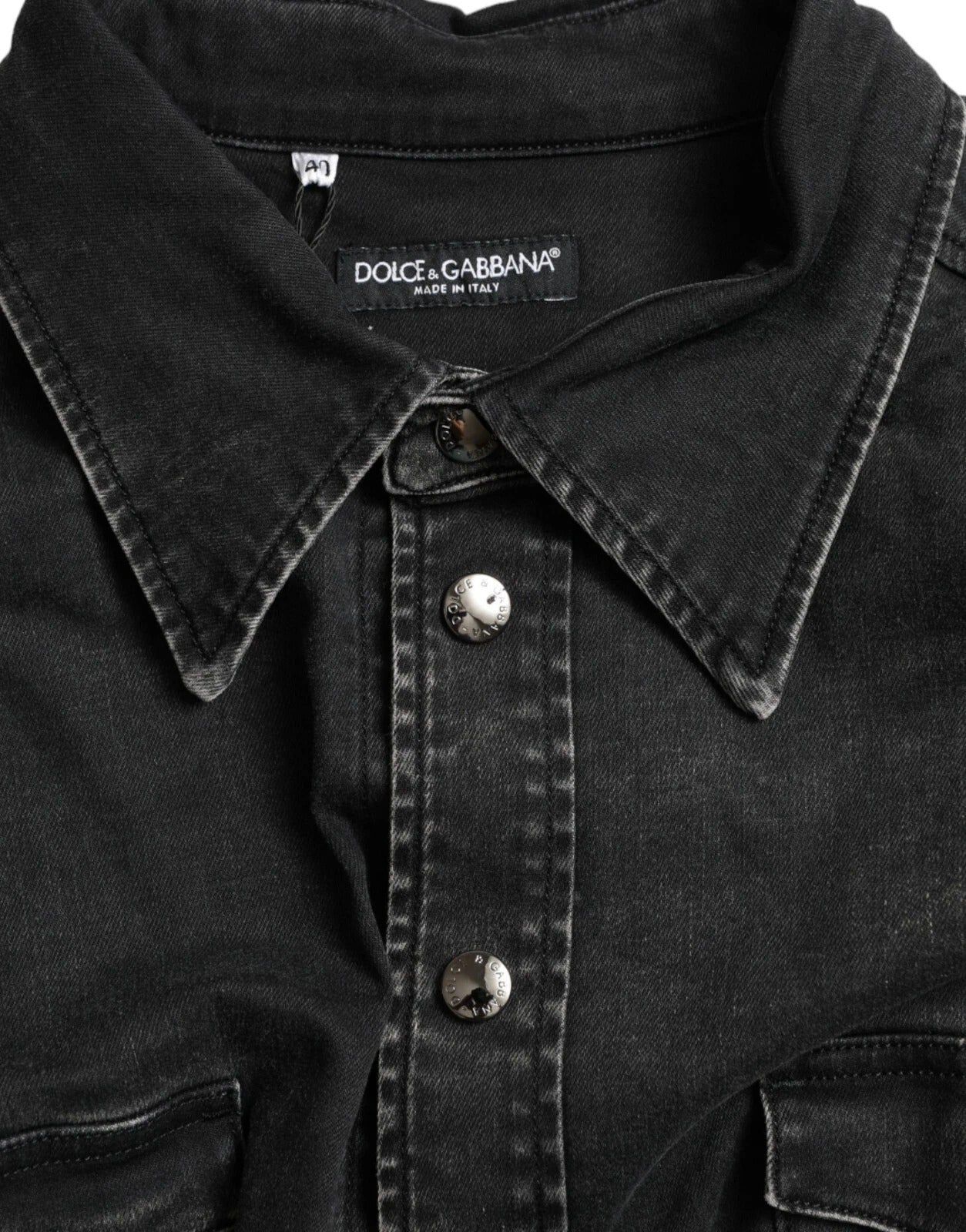Dolce & Gabbana Black Cotton Long Sleeve Denim Casual Women's Shirt