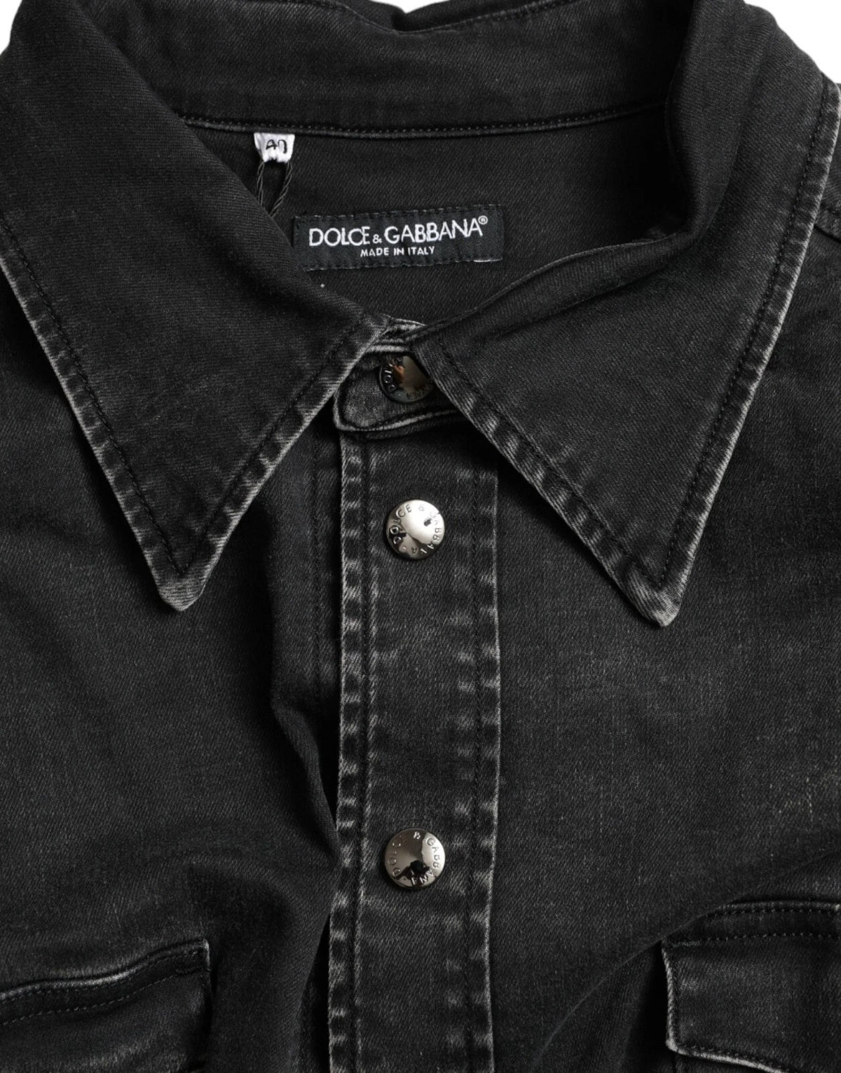 Dolce & Gabbana Black Cotton Long Sleeve Denim Casual Women's Shirt