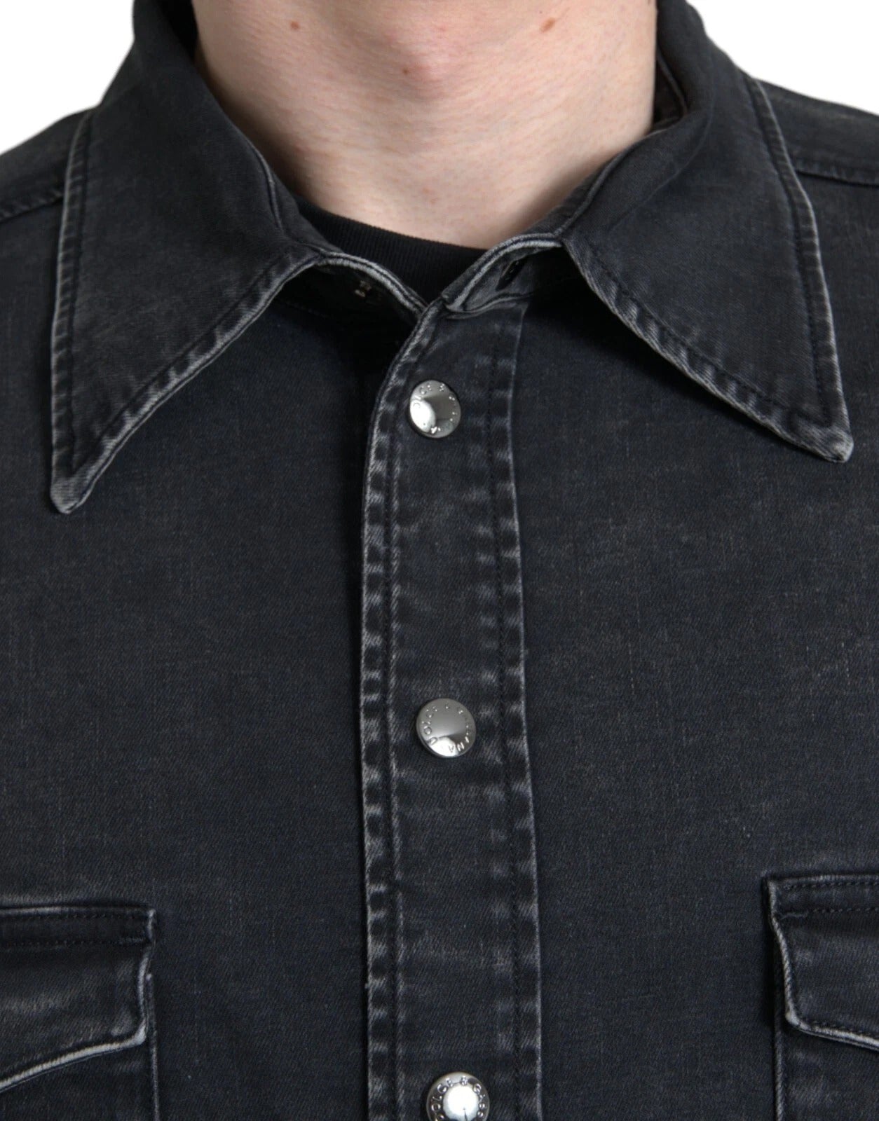 Dolce & Gabbana Black Cotton Long Sleeve Denim Casual Women's Shirt