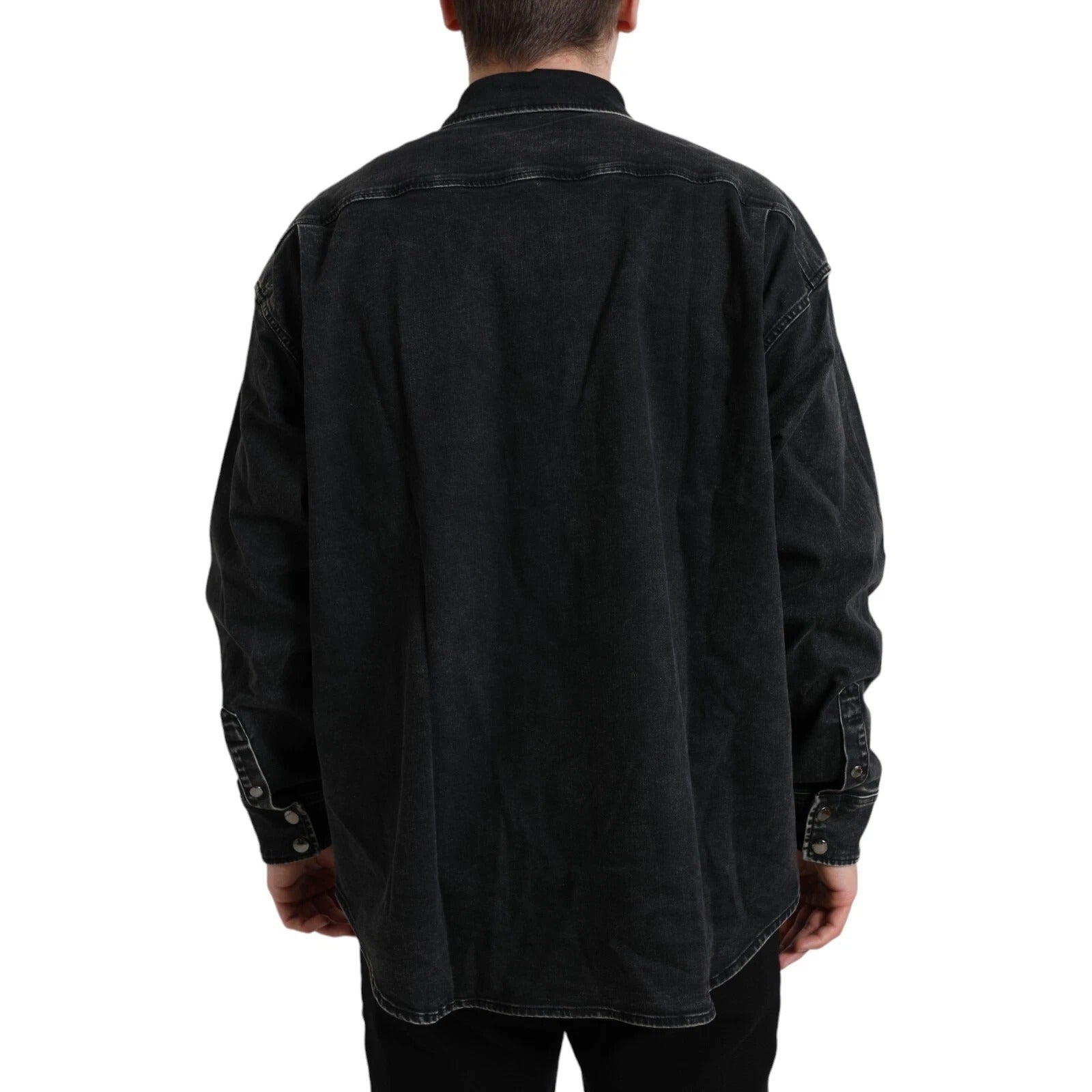 Dolce & Gabbana Black Cotton Long Sleeve Denim Casual Women's Shirt