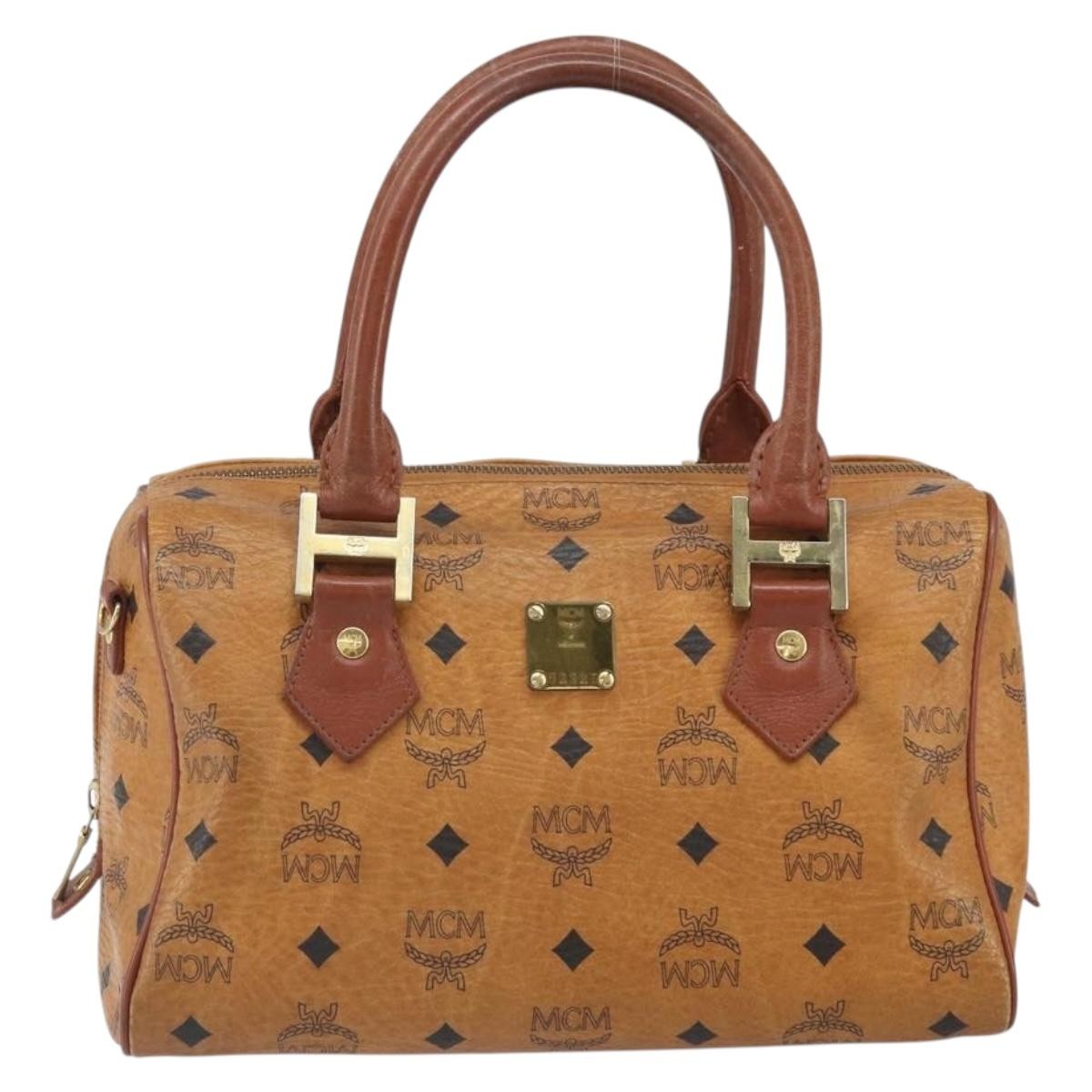 MCM Visetos Logogramme Leather Brown Leather Handbag (Pre-Owned)