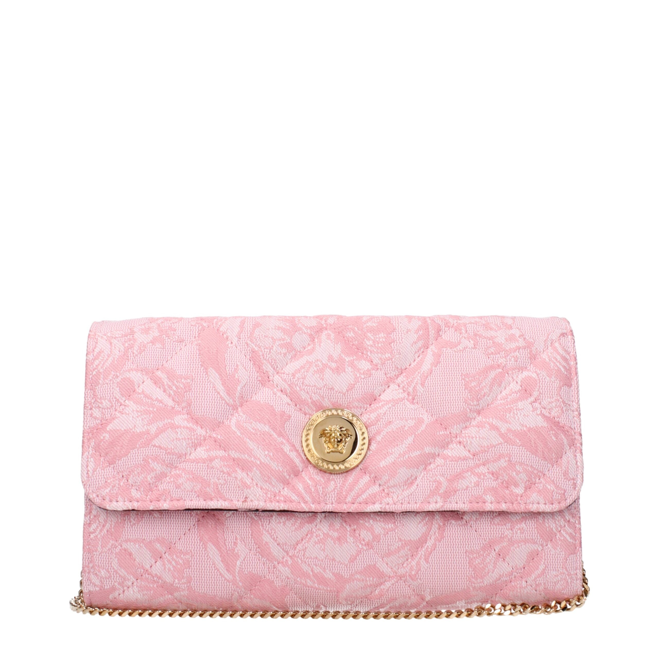 Versace Pink Fabric Clutch Women's Bag