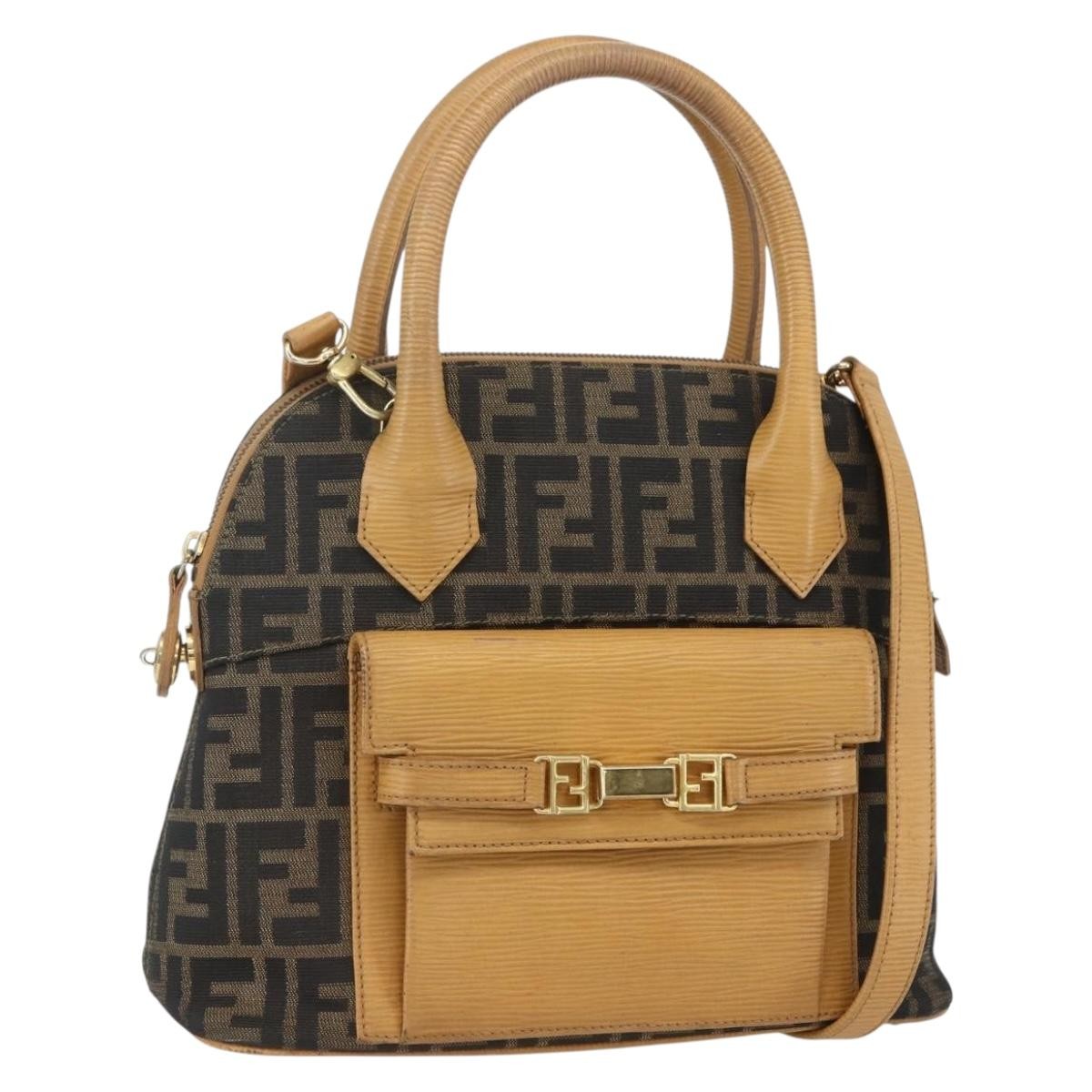 Fendi Vintage Zucca Zucca Brown Canvas Handbag (Pre-Owned)