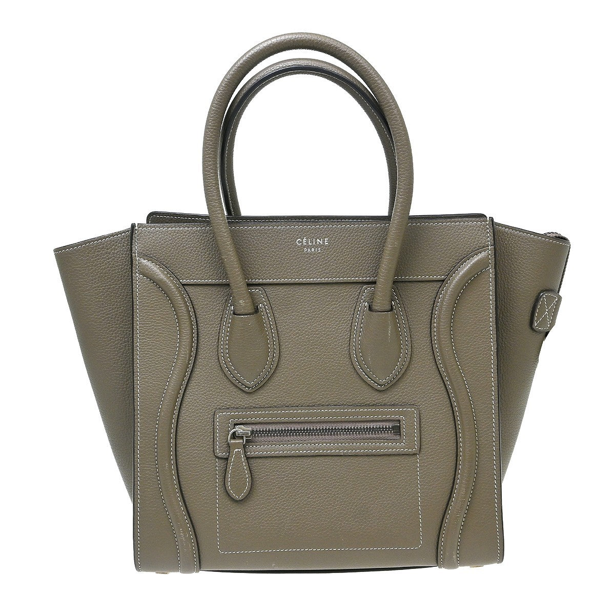 Celine Luggage Grainy Leather Gray Leather Handbag (Pre-Owned)