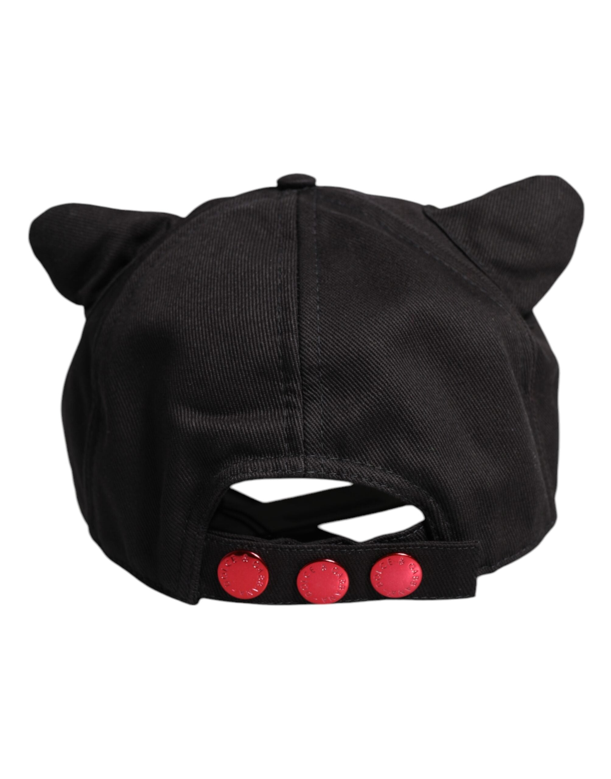 Dolce & Gabbana Black Cotton Logo Patch 6 Panels Baseball Cap Men's Hat