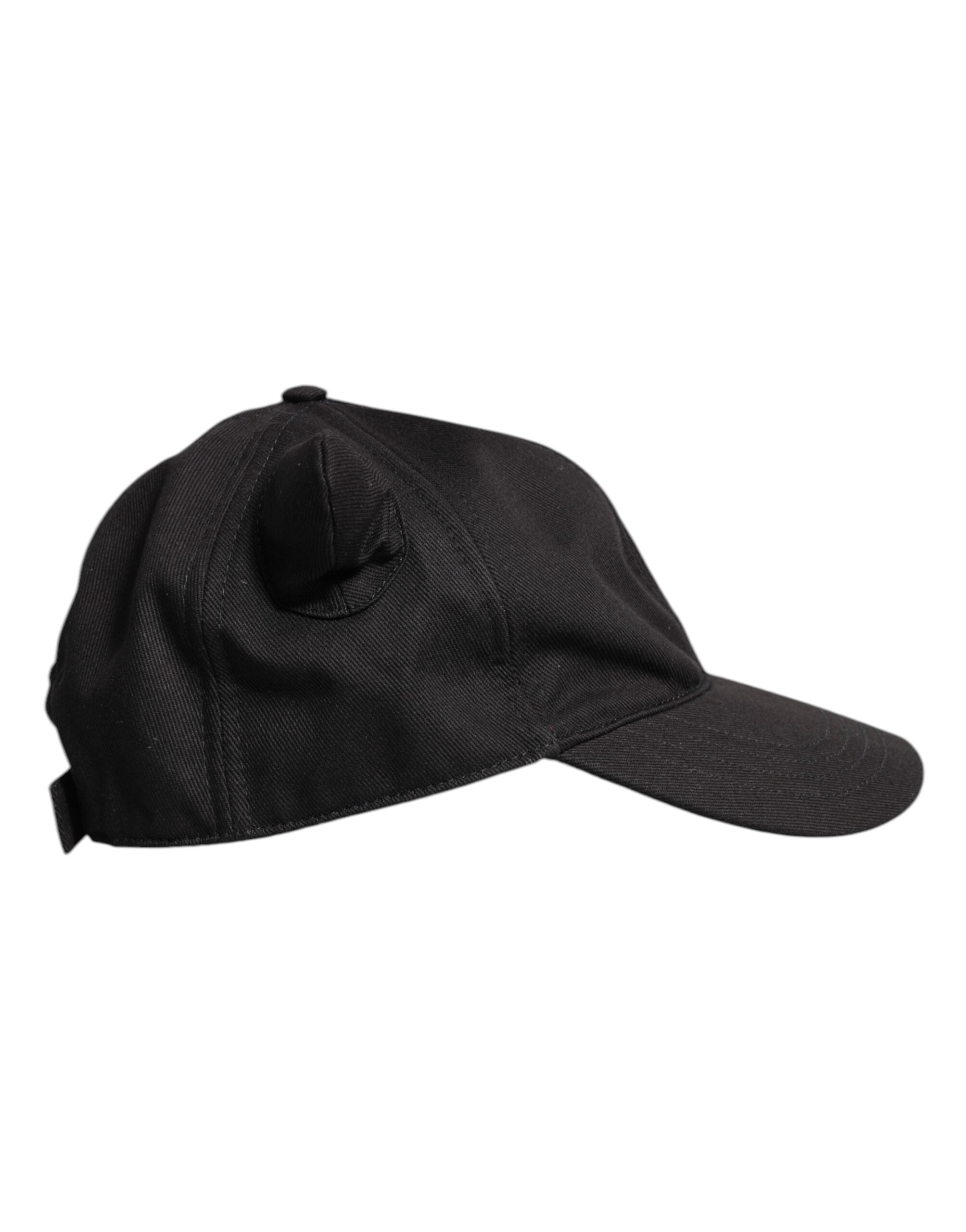 Dolce & Gabbana Black Cotton Logo Patch 6 Panels Baseball Cap Men's Hat