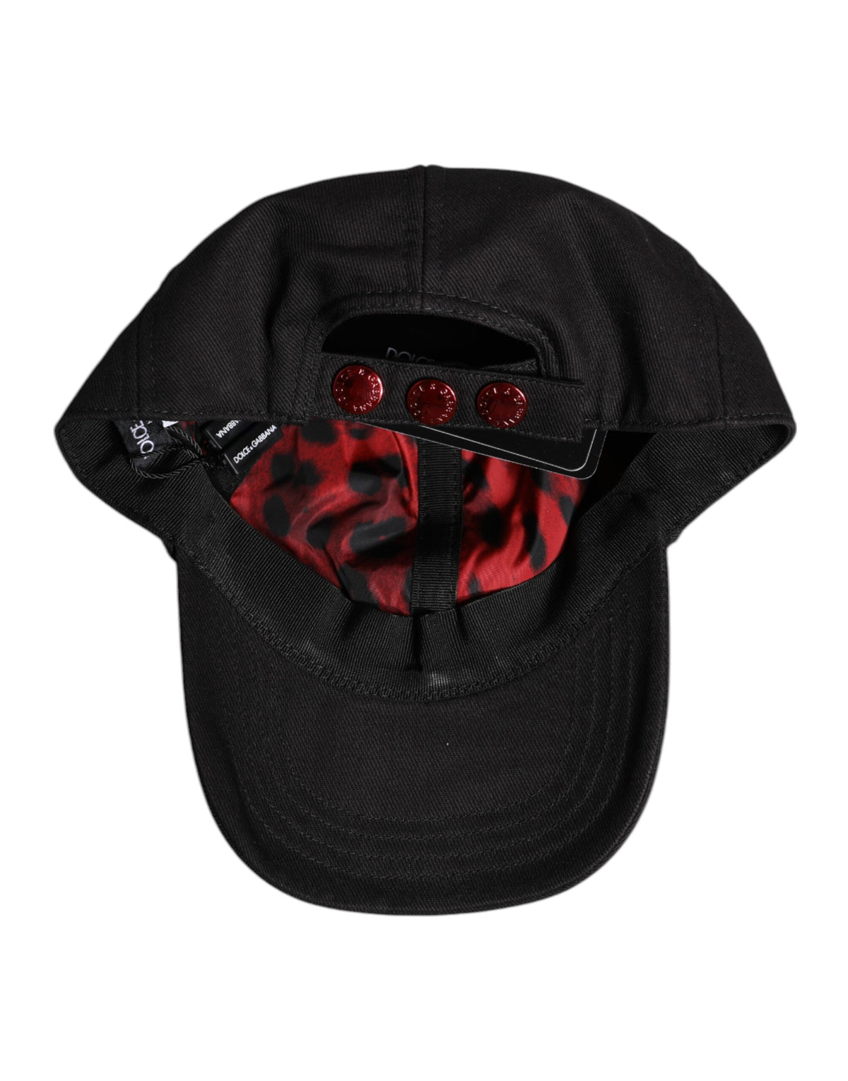 Dolce & Gabbana Black Cotton Logo Patch 6 Panels Baseball Cap Men's Hat