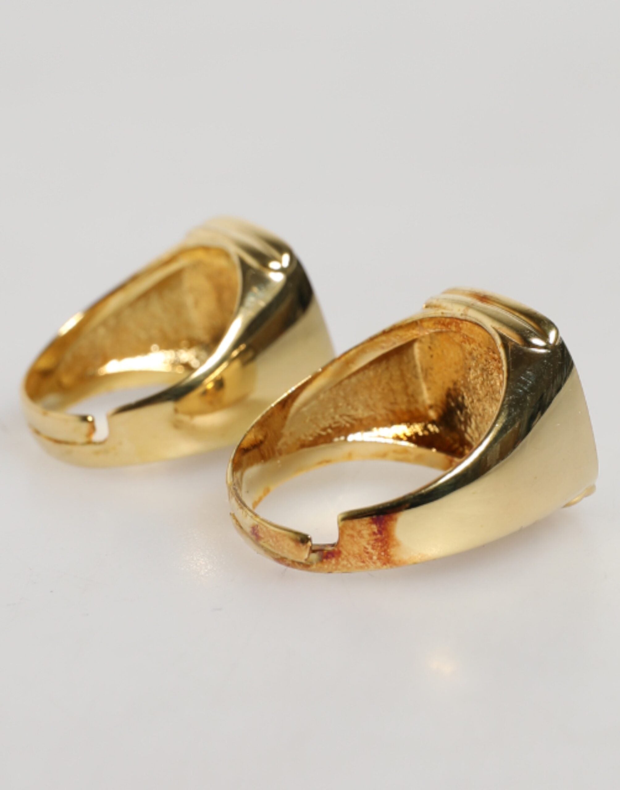 Dolce & Gabbana Gold-Tone Real Brass Black Enamel \"DG\" Adjustable Men's Rings