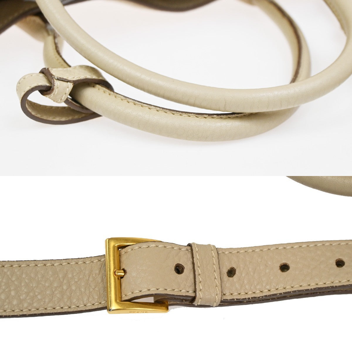 Prada Convertible Open Shopping Tote Vitello Daino Beige Leather Tote Bag Bag (Pre-Owned)