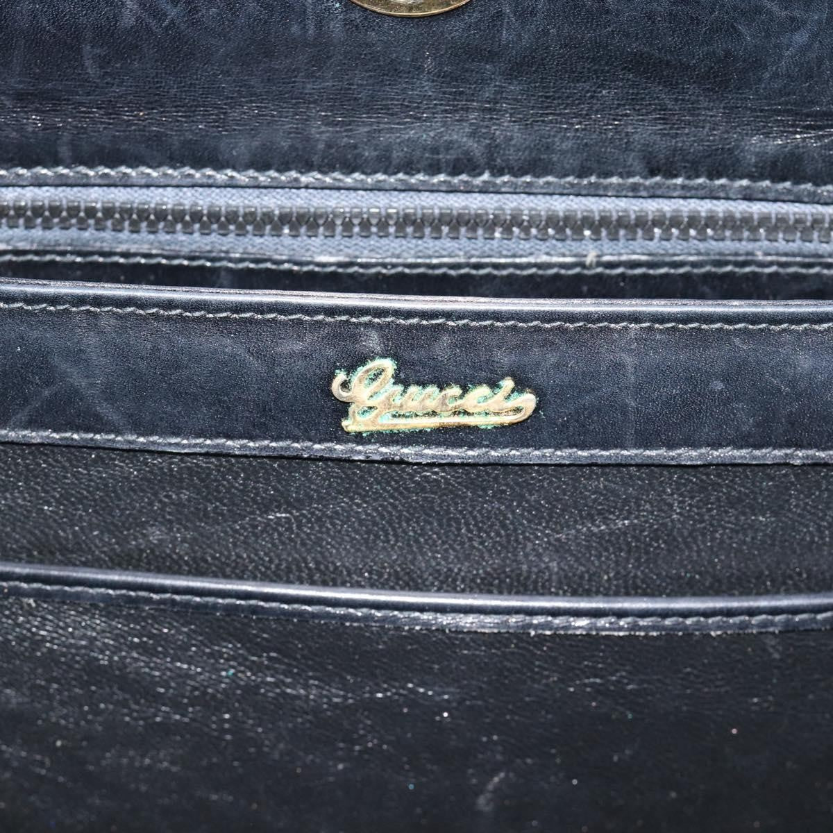 Gucci Vintage Convertible Box Leather Black Leather Handbag (Pre-Owned)