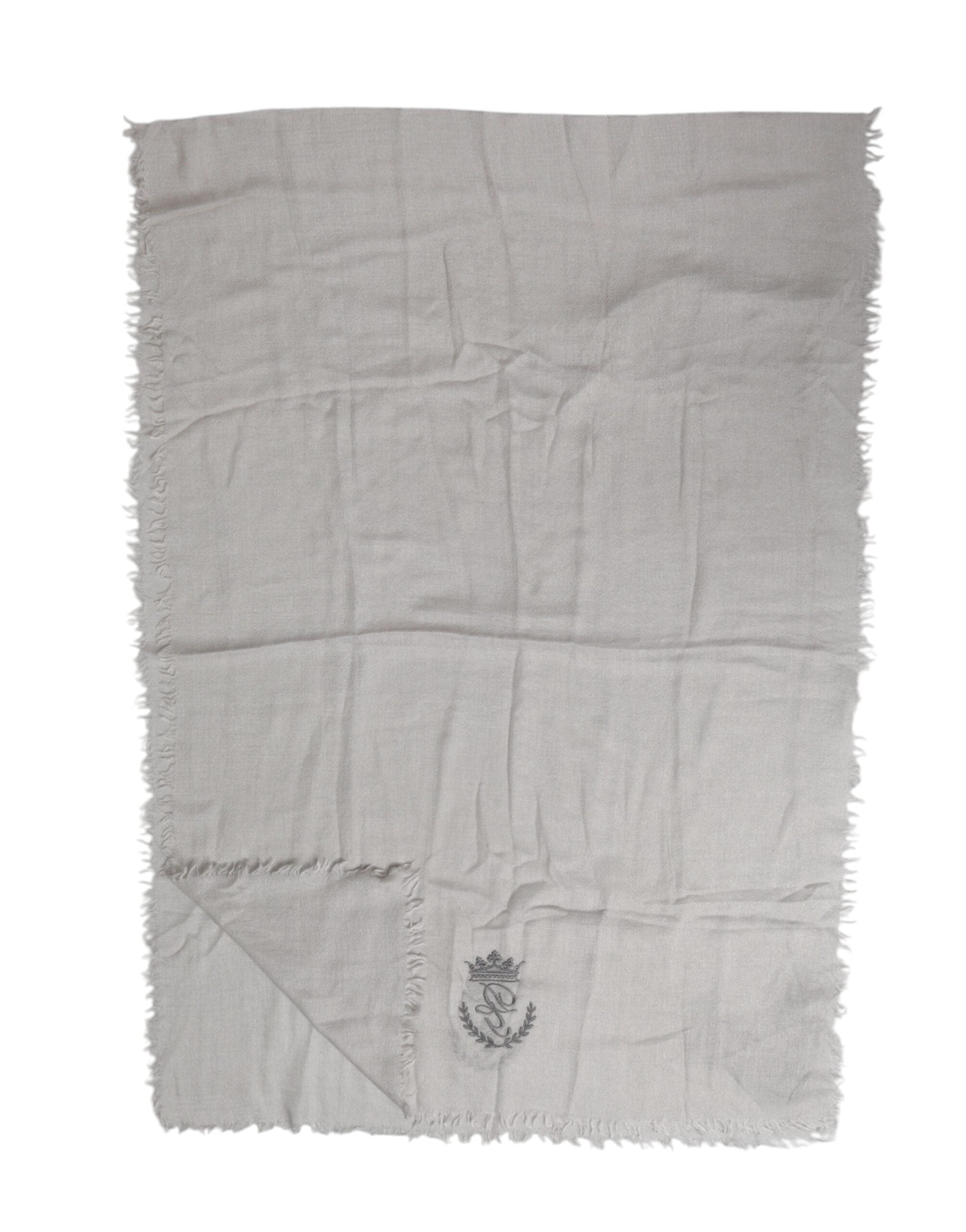 Dolce & Gabbana Gray Cashmere Knit Fringes Neck Foulard 67cm x200cm Foulard Men's Scarf (Pre-Owned)