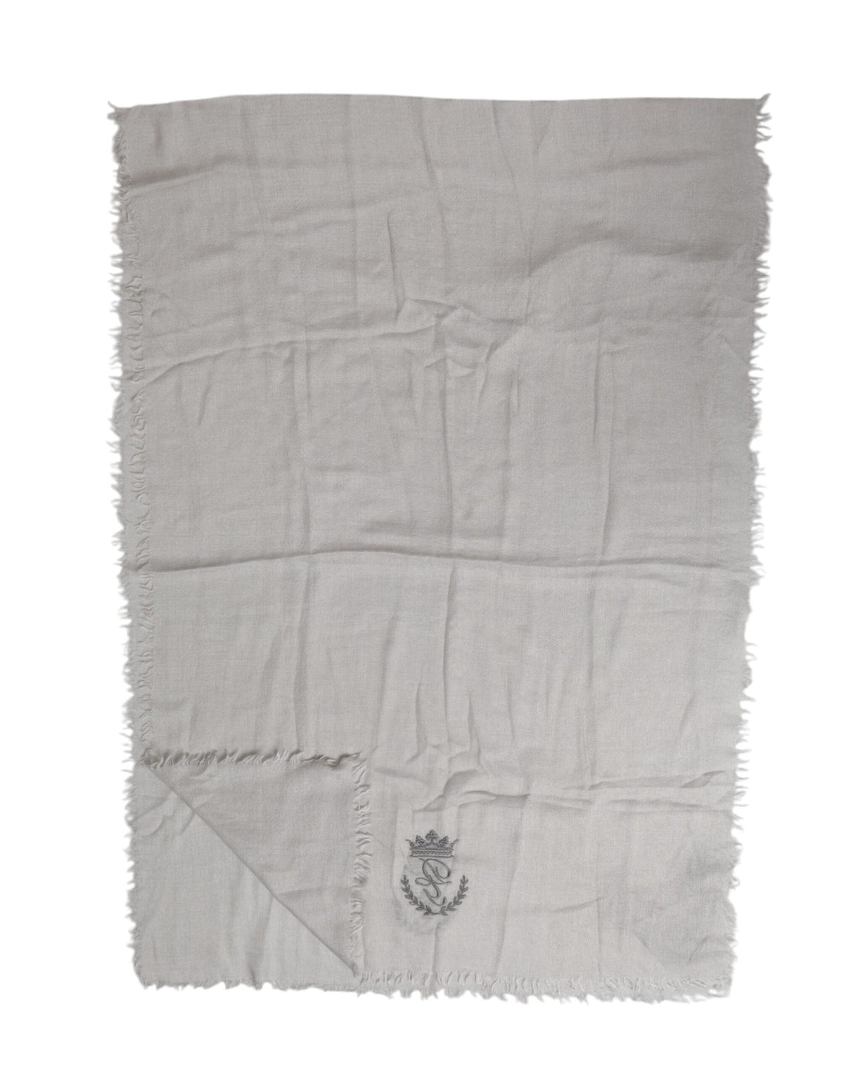 Dolce & Gabbana Gray Cashmere Knit Fringes Neck Foulard 67cm x200cm Foulard Men's Scarf (Pre-Owned)