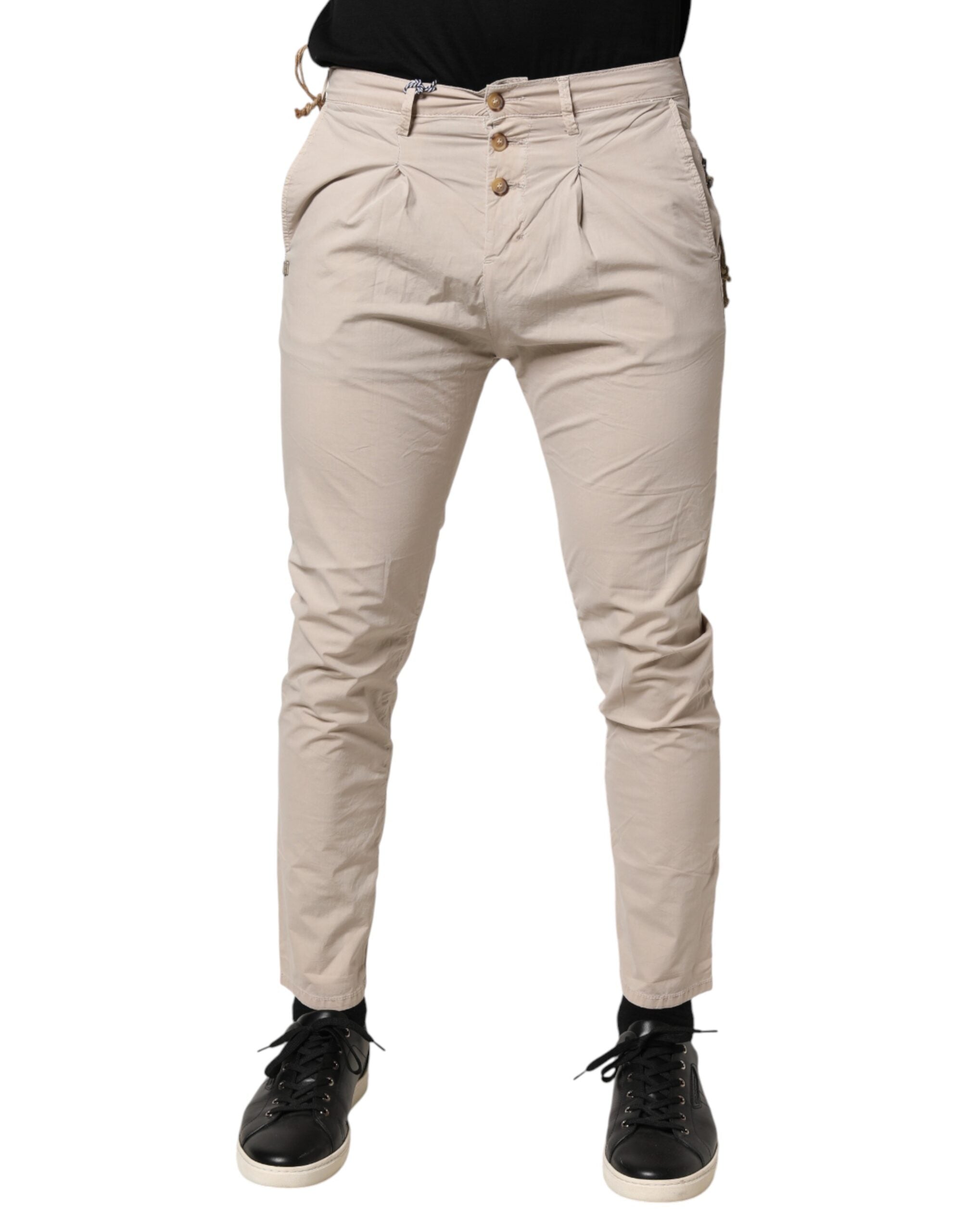 Daniele Alessandrini Beige Cotton Stretch Slim Fit Denim Men's Jeans (Pre-Owned)
