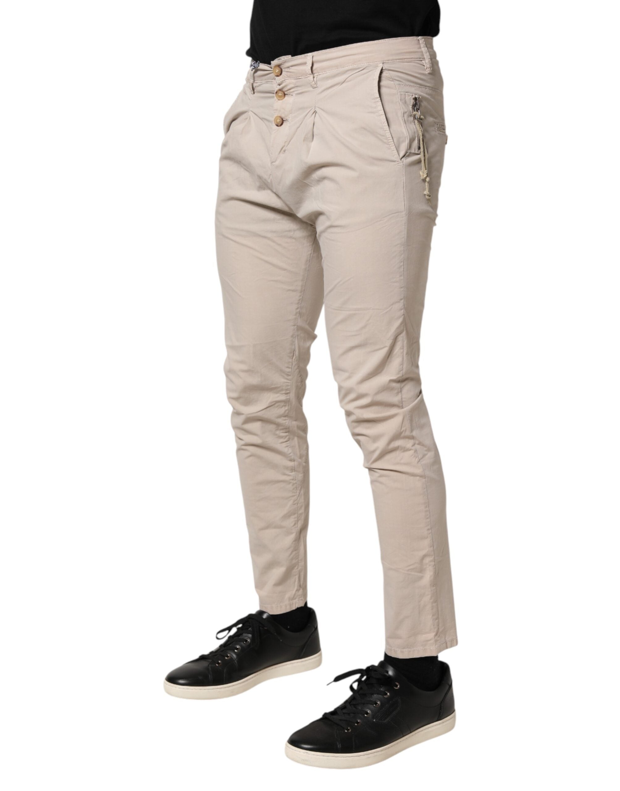 Daniele Alessandrini Beige Cotton Stretch Slim Fit Denim Men's Jeans (Pre-Owned)