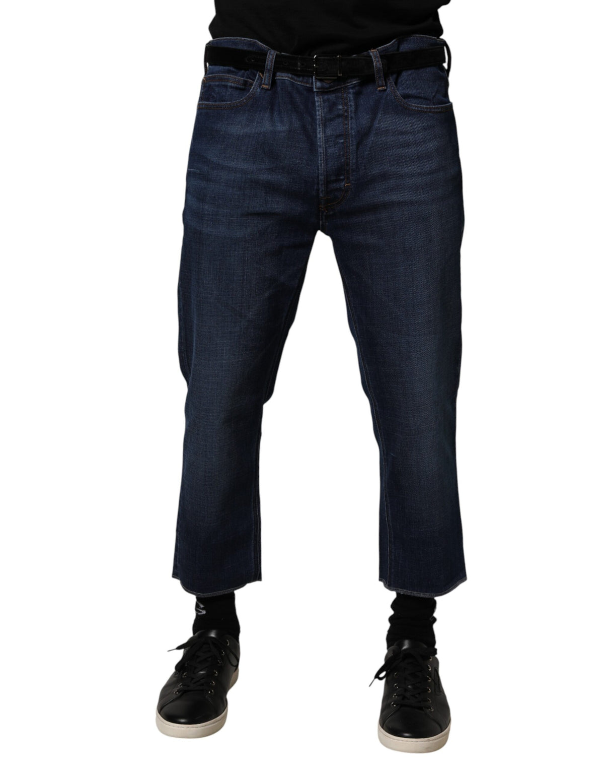 Vivienne Westwood Blue Mid Waist Cotton Men Cropped Denim Men's Jeans