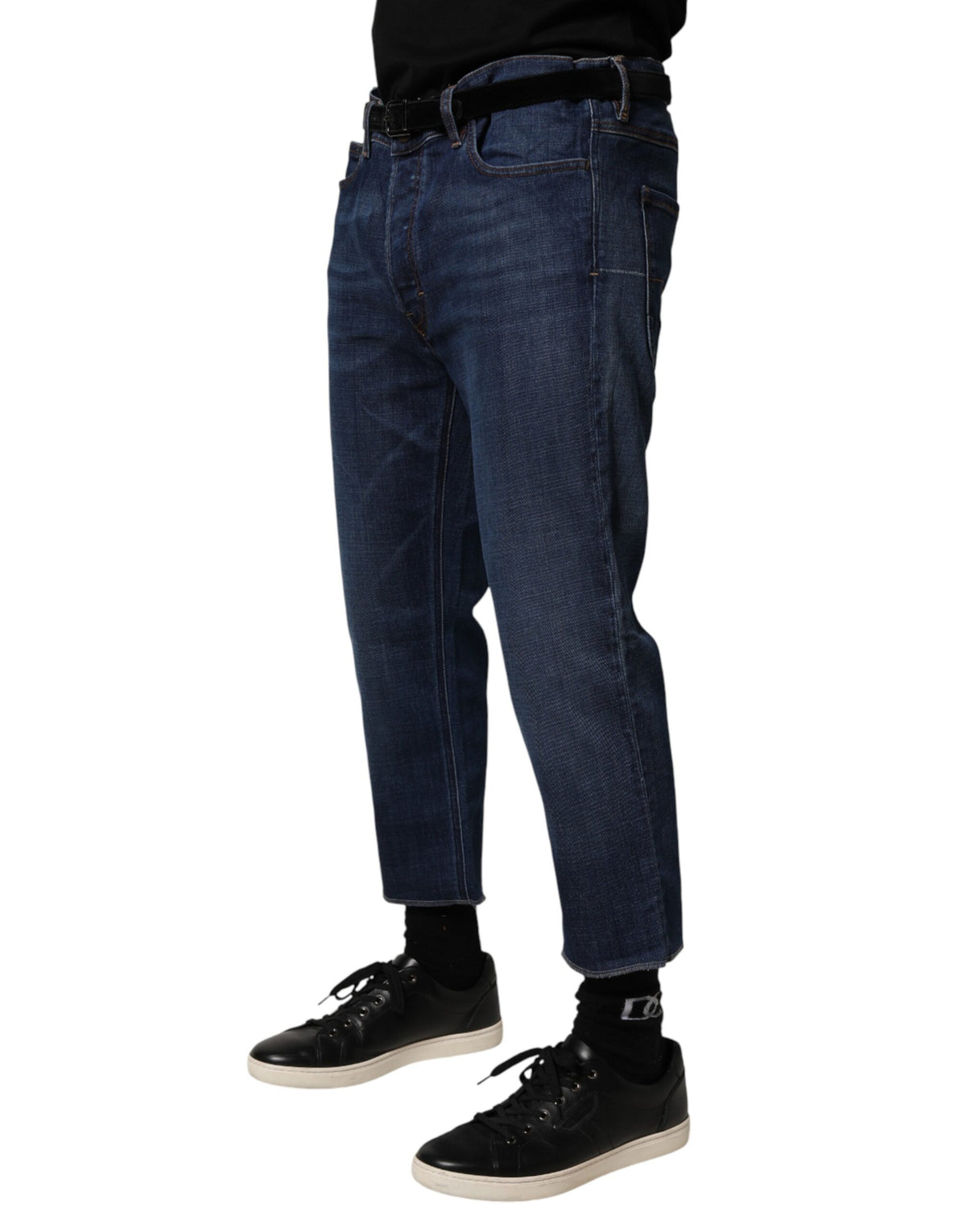 Vivienne Westwood Blue Mid Waist Cotton Men Cropped Denim Men's Jeans