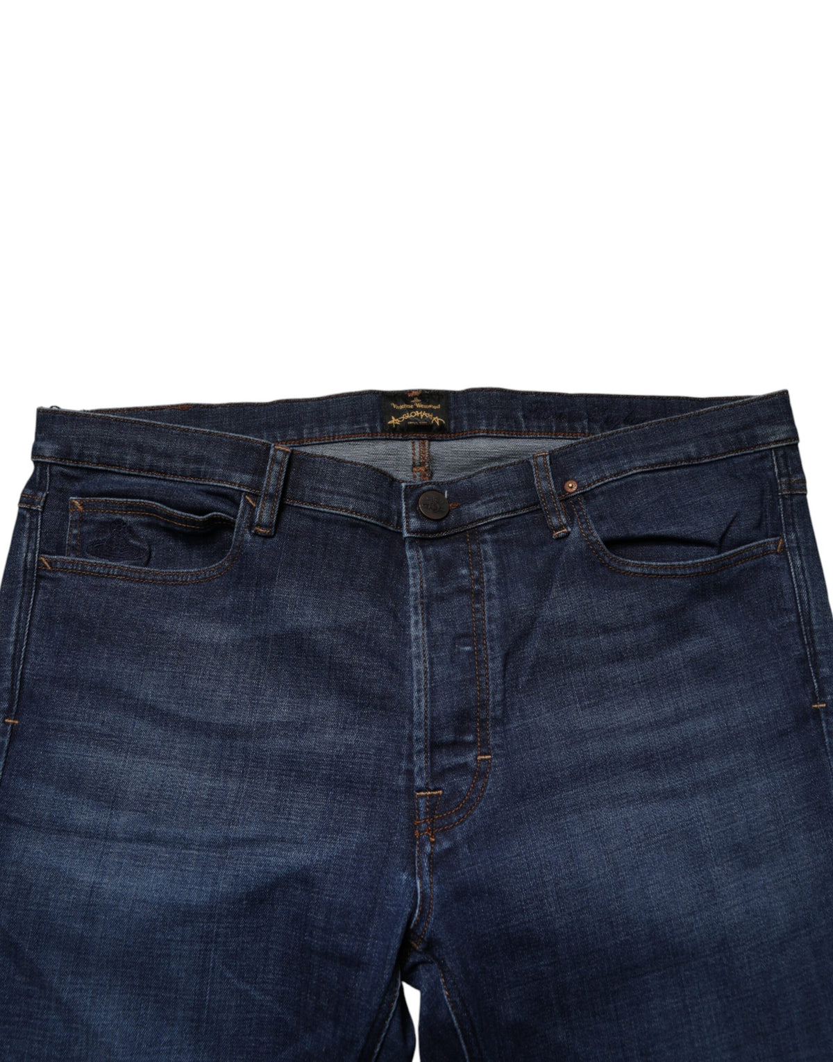 Vivienne Westwood Blue Mid Waist Cotton Men Cropped Denim Men's Jeans