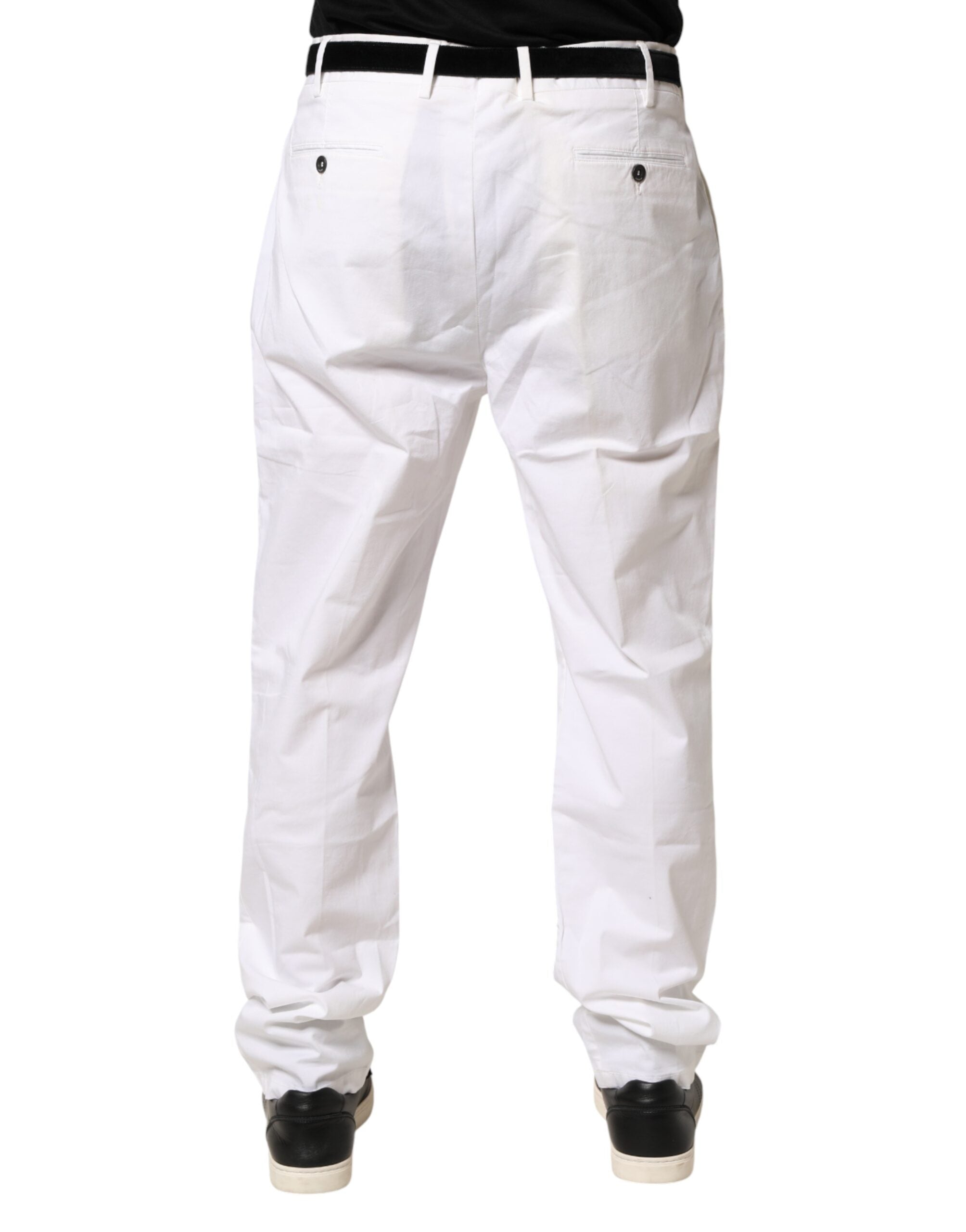 Lardini White Cotton Stretch Tapered Mid Waist Chino Men's Pants (Pre-Owned)