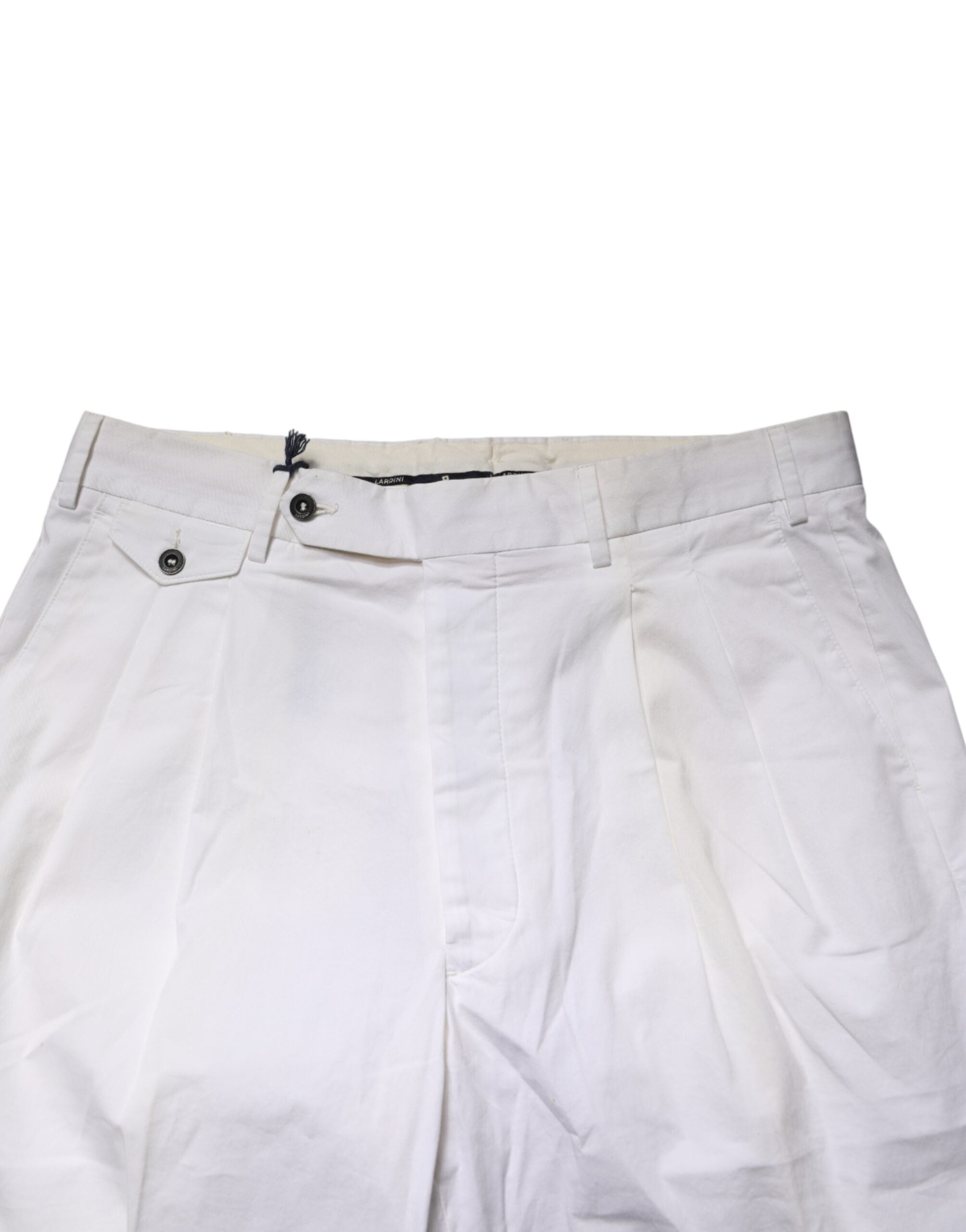 Lardini White Cotton Stretch Tapered Mid Waist Chino Men's Pants (Pre-Owned)
