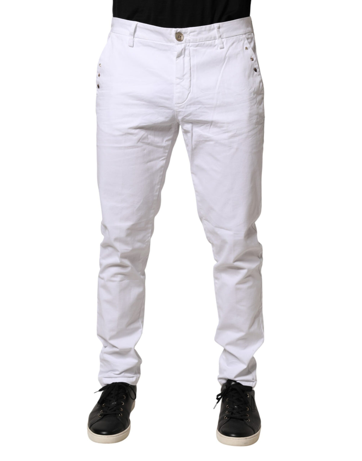 AGLINI White Skinny Fit Mid Waist Men Chino Trouser Men's Pants (Pre-Owned)