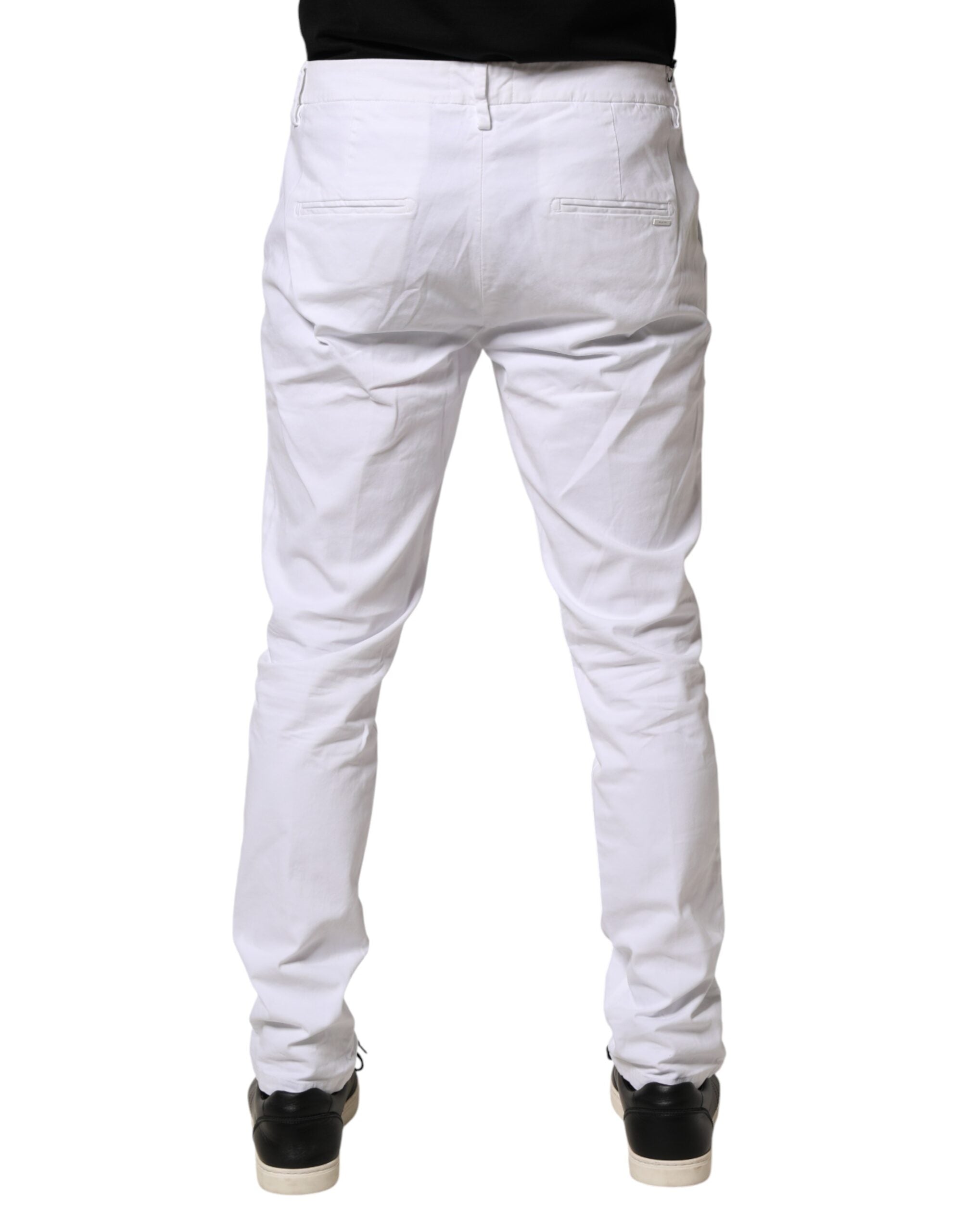 AGLINI White Skinny Fit Mid Waist Men Chino Trouser Men's Pants (Pre-Owned)