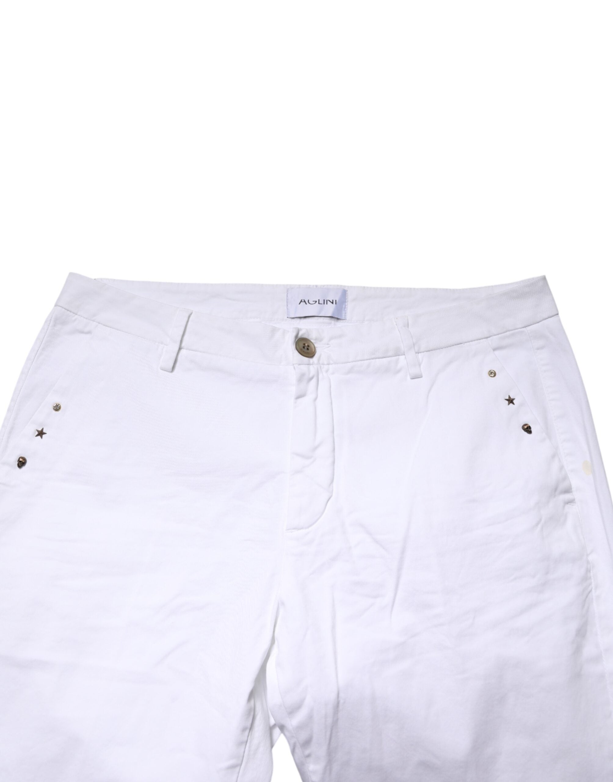 AGLINI White Skinny Fit Mid Waist Men Chino Trouser Men's Pants (Pre-Owned)
