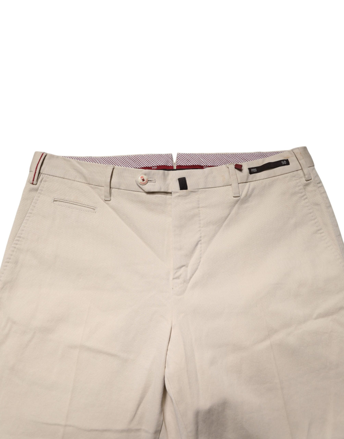 PT01 Beige Men Chino Mid Waist Straight Dress Trouser Men's Pants (Pre-Owned)
