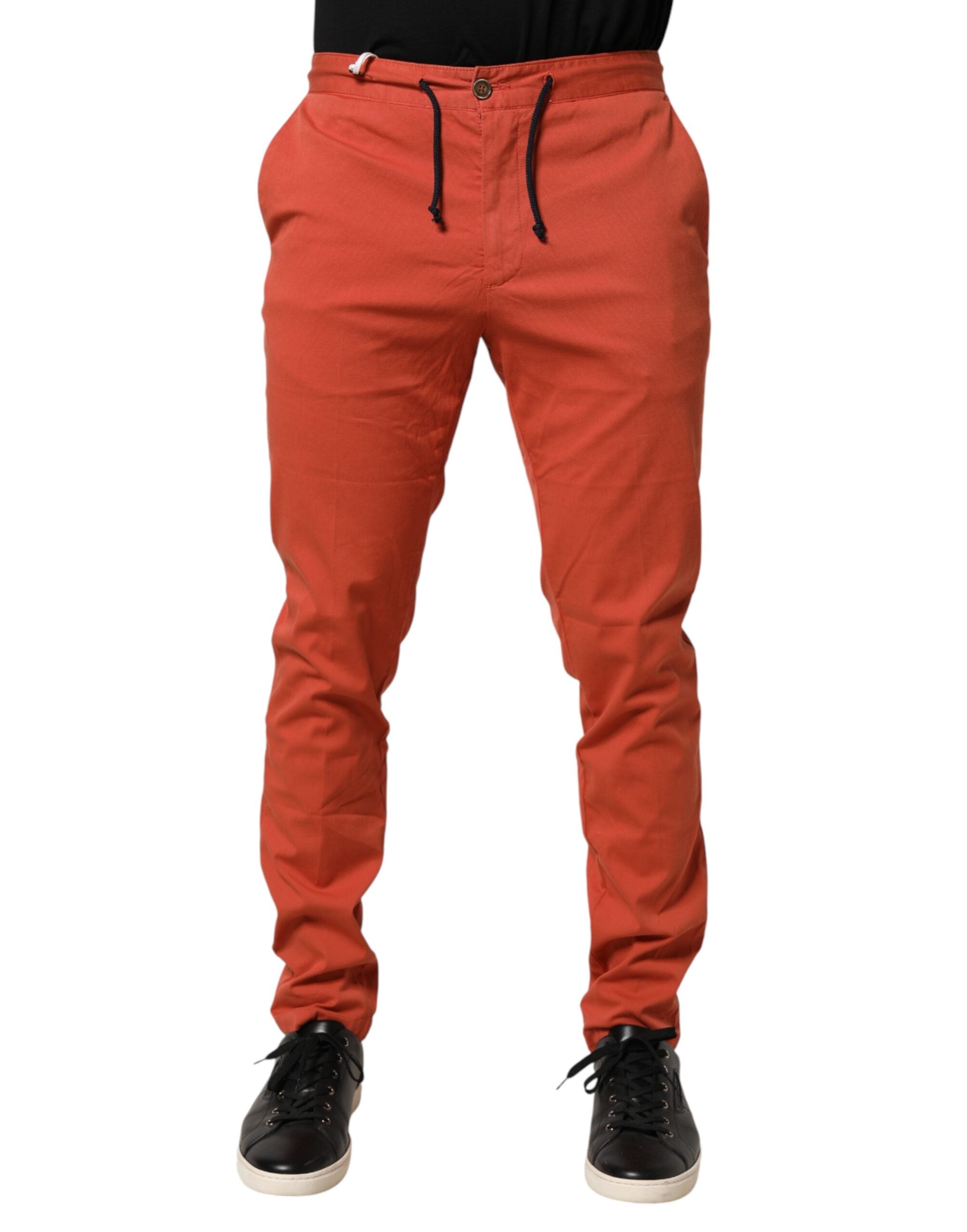 Domenico Tagliente Orange Skinny Fit Men Chino Trouser Men's Pants