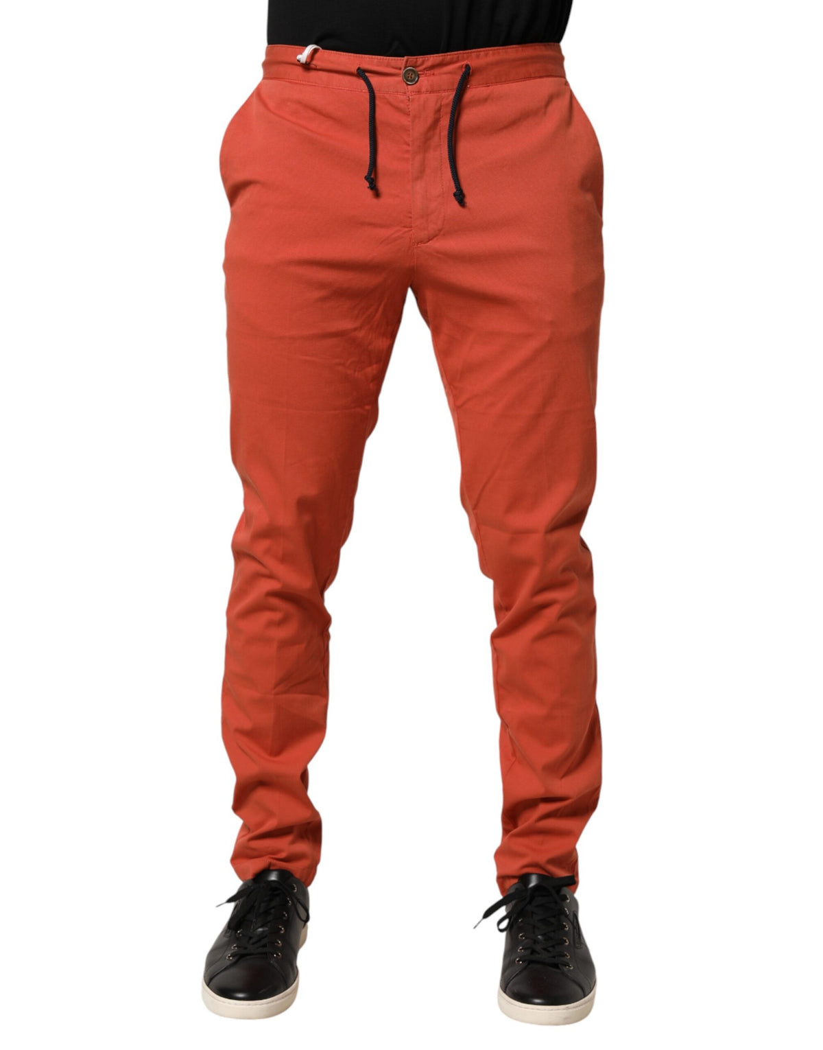 Domenico Tagliente Orange Skinny Fit Men Chino Trouser Men's Pants