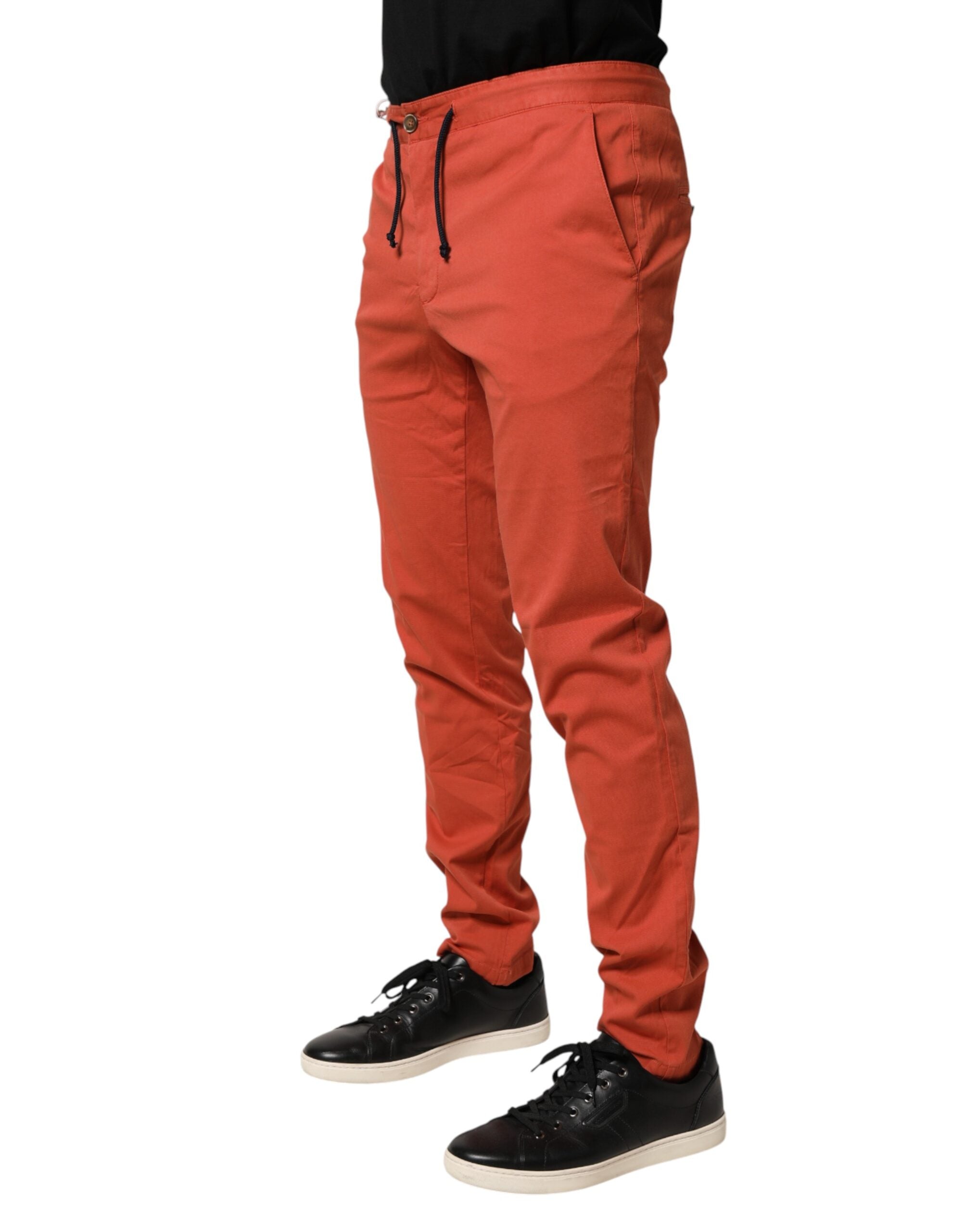 Domenico Tagliente Orange Skinny Fit Men Chino Trouser Men's Pants