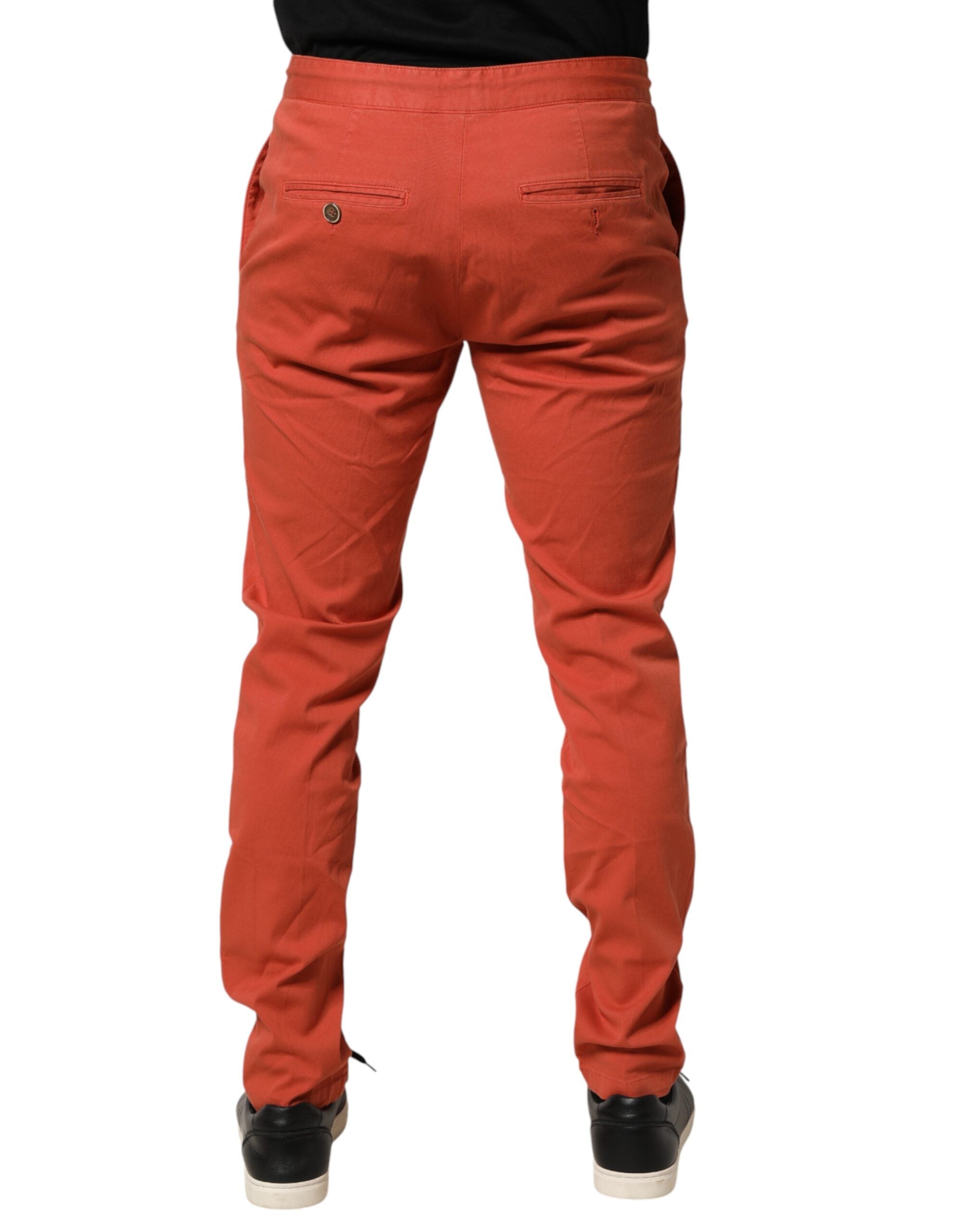 Domenico Tagliente Orange Skinny Fit Men Chino Trouser Men's Pants