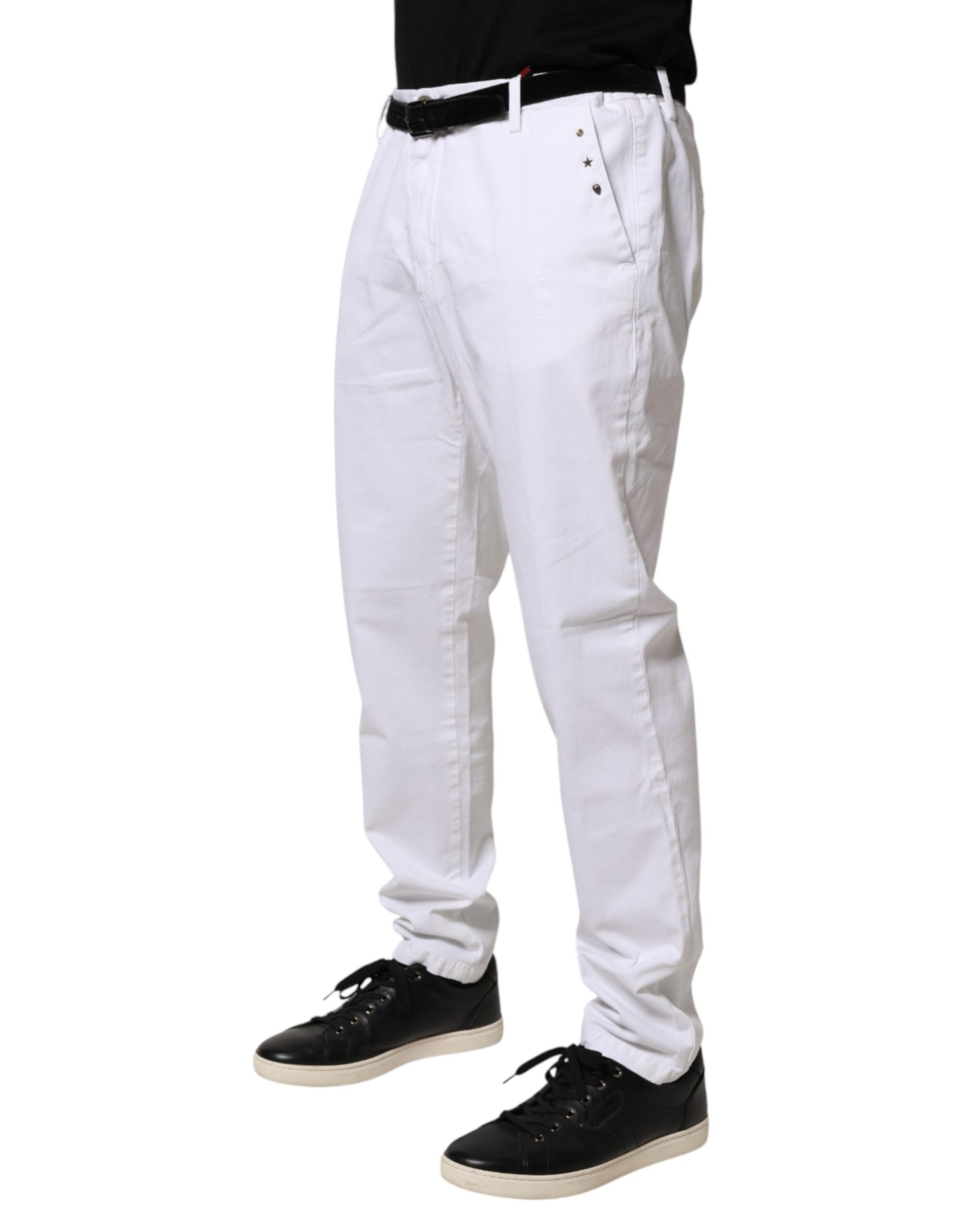 AGLINI White Skinny Fit Mid Waist Men Denim Trouser Men's Jeans (Pre-Owned)