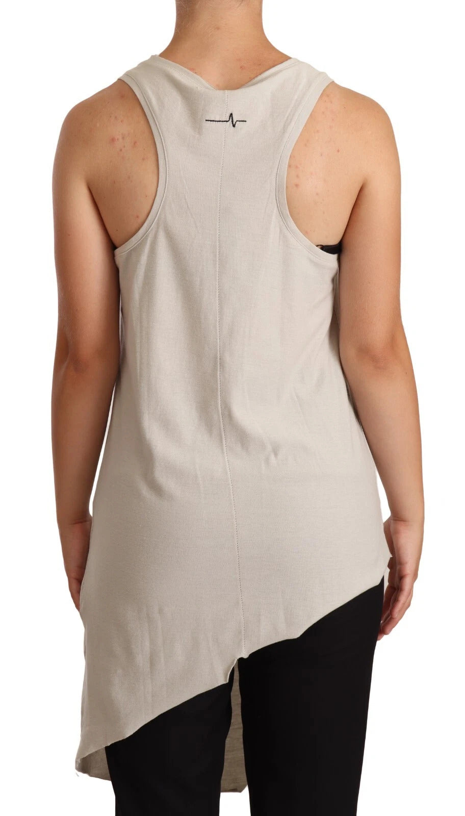 Max Mara Light Gray 100% Cotton Sleeveless Razor Back Tank Women's Top