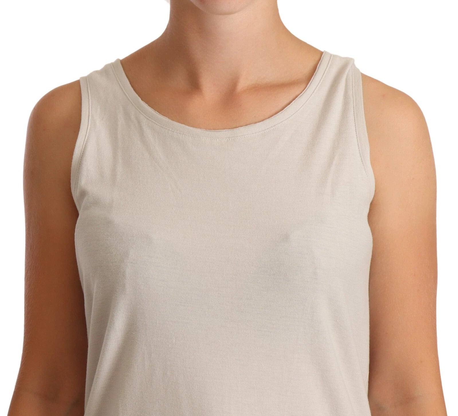 Max Mara Light Gray 100% Cotton Sleeveless Razor Back Tank Women's Top
