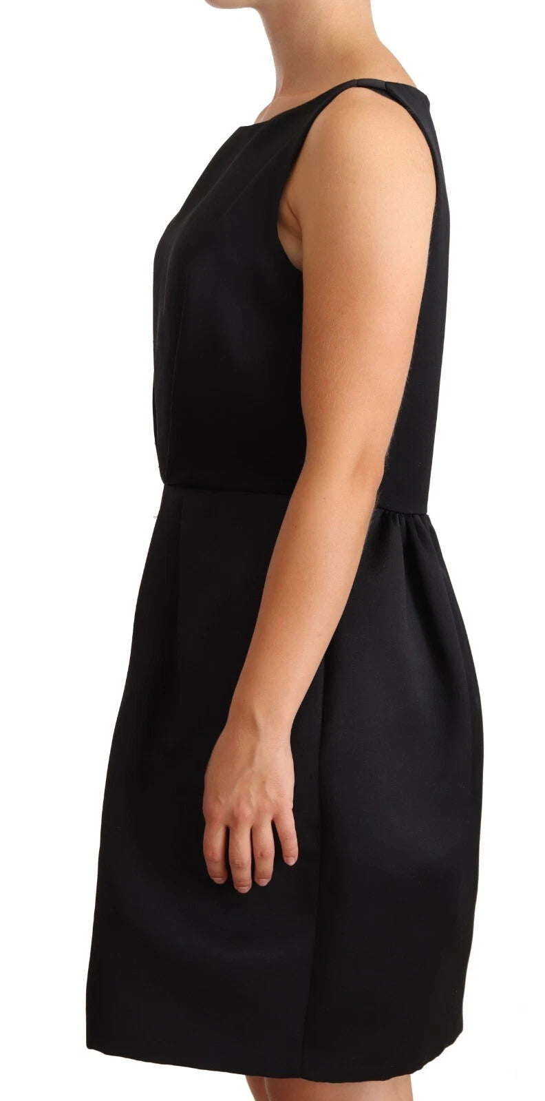 Cédric Charlier Black Sleeveless Pleated Aline Knee Length Women's Dress (Pre-Owned)