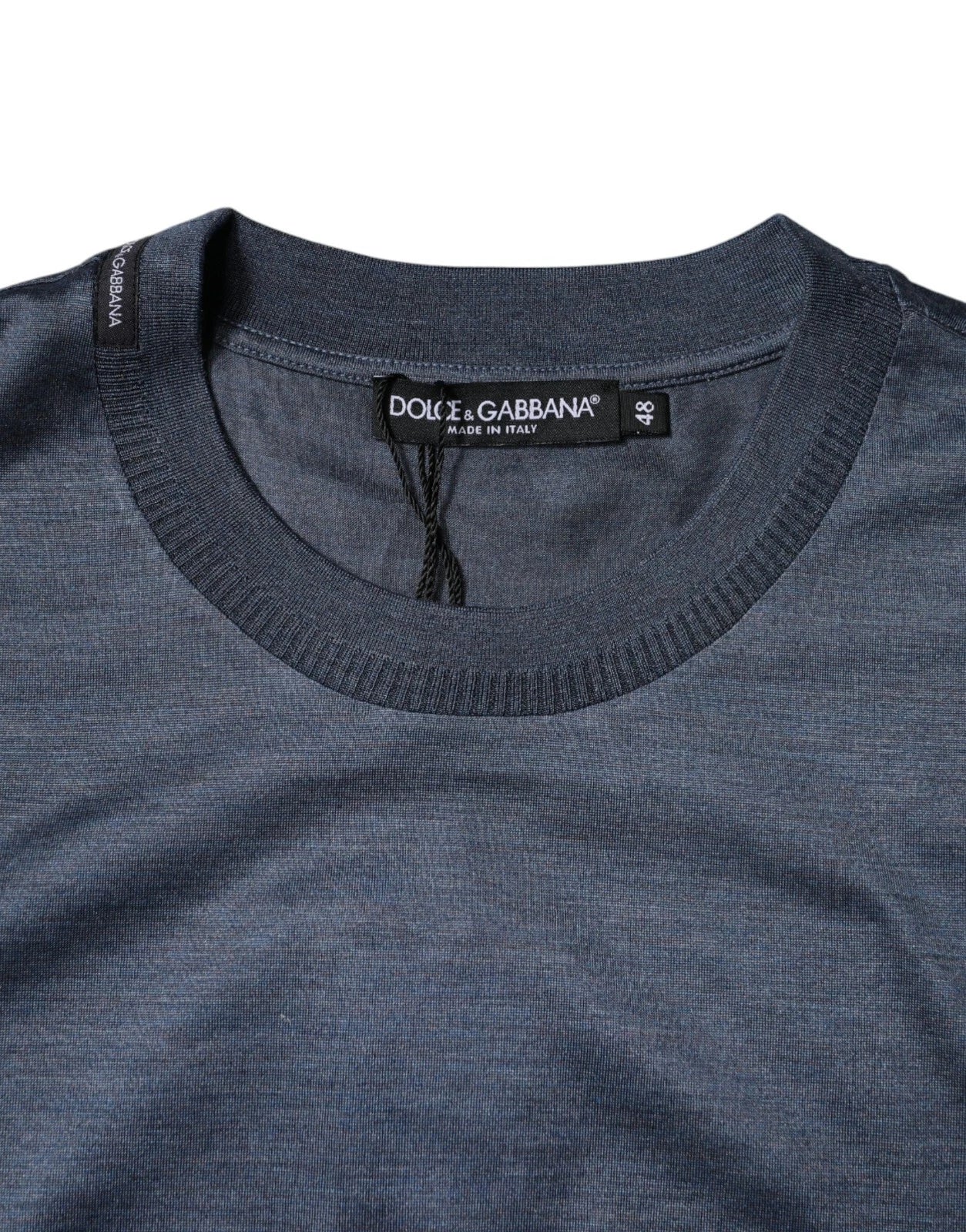 Dolce & Gabbana Blue Silk Crew Neck Short Sleeves Men Men's T-shirt