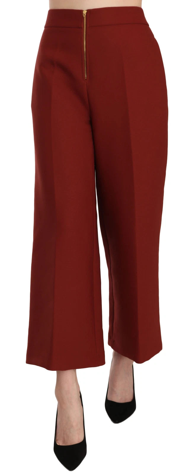 Jucca Red High Waist Cropped Flared Dress Formal Trouser Women's Pants