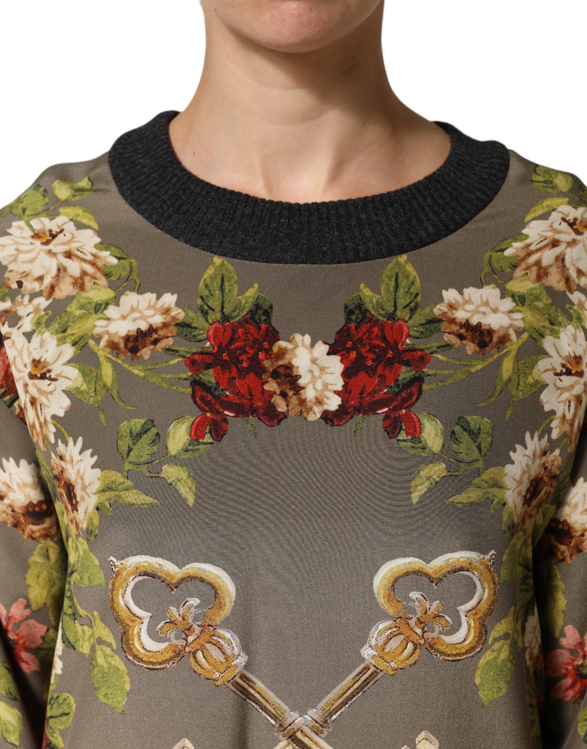 Dolce & Gabbana Enchanted Sicily Silk Crewneck Blouse Women's Sweater
