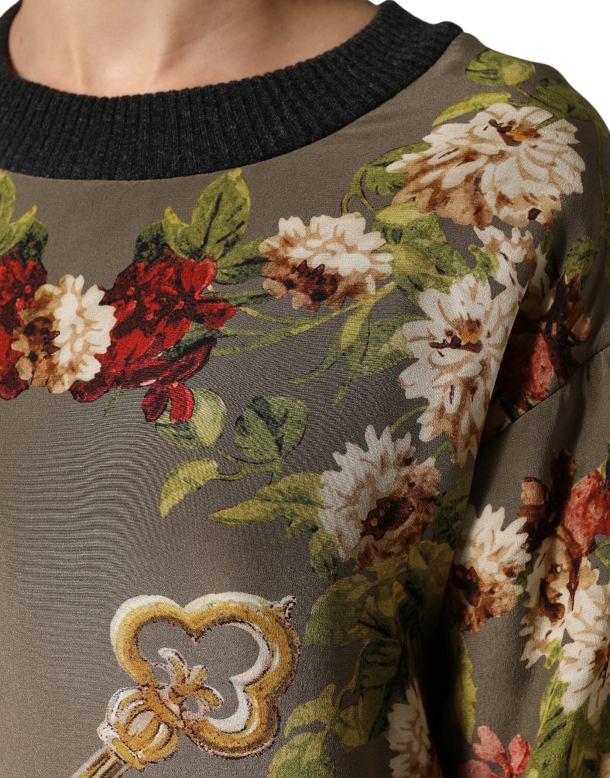 Dolce & Gabbana Enchanted Sicily Silk Crewneck Blouse Women's Sweater