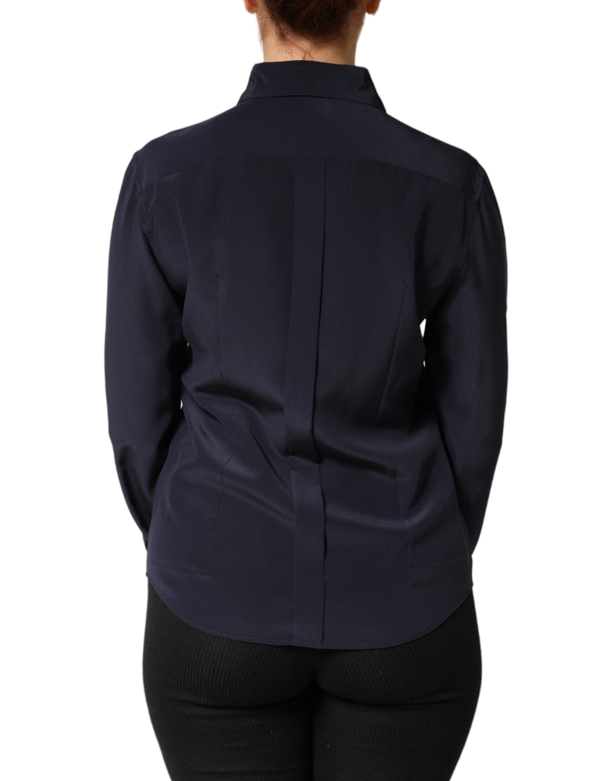 Dolce & Gabbana Blue Collared Long Sleeves Dress Shirt Women's Top (Pre-Owned)
