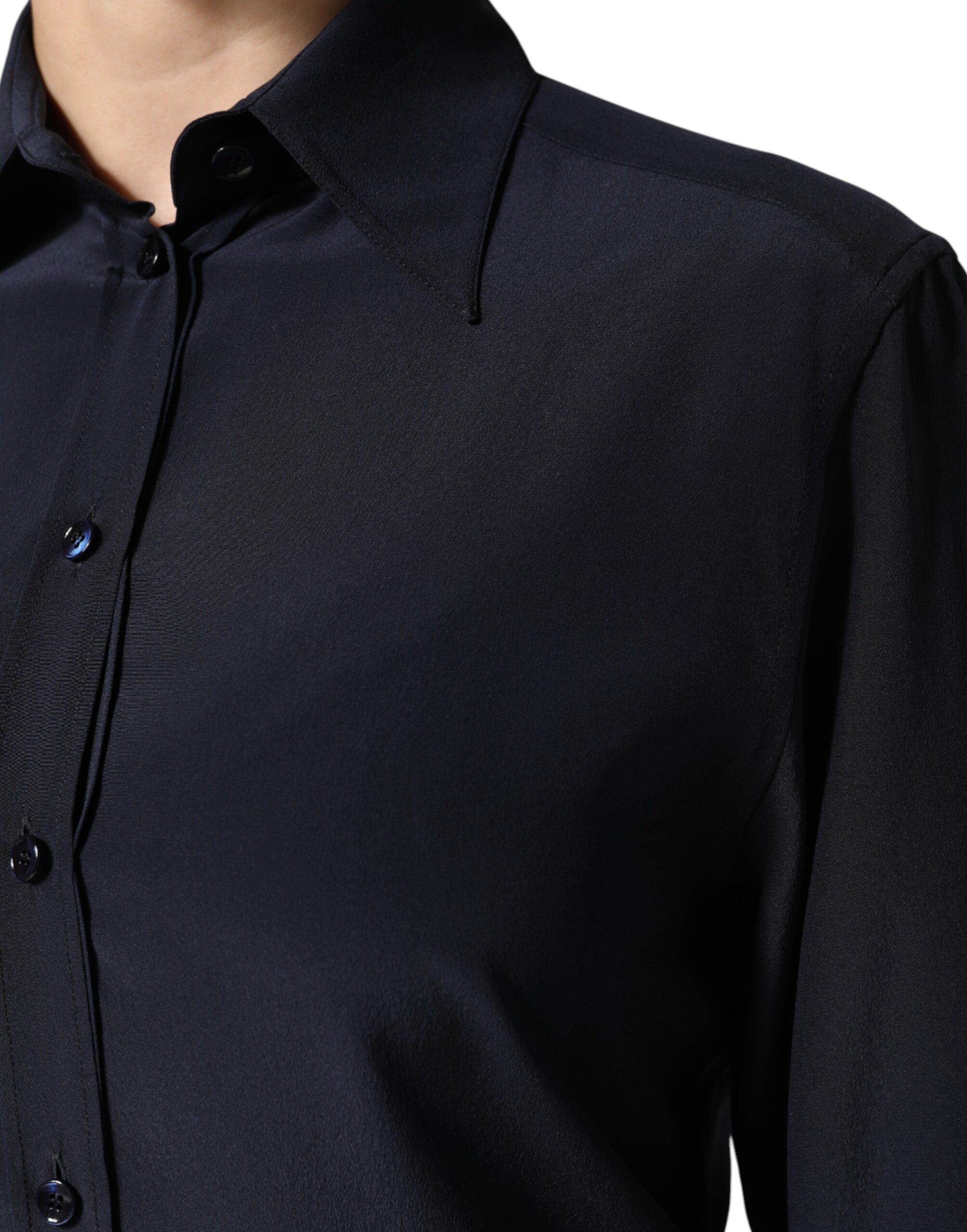 Dolce & Gabbana Blue Collared Long Sleeves Dress Shirt Women's Top (Pre-Owned)